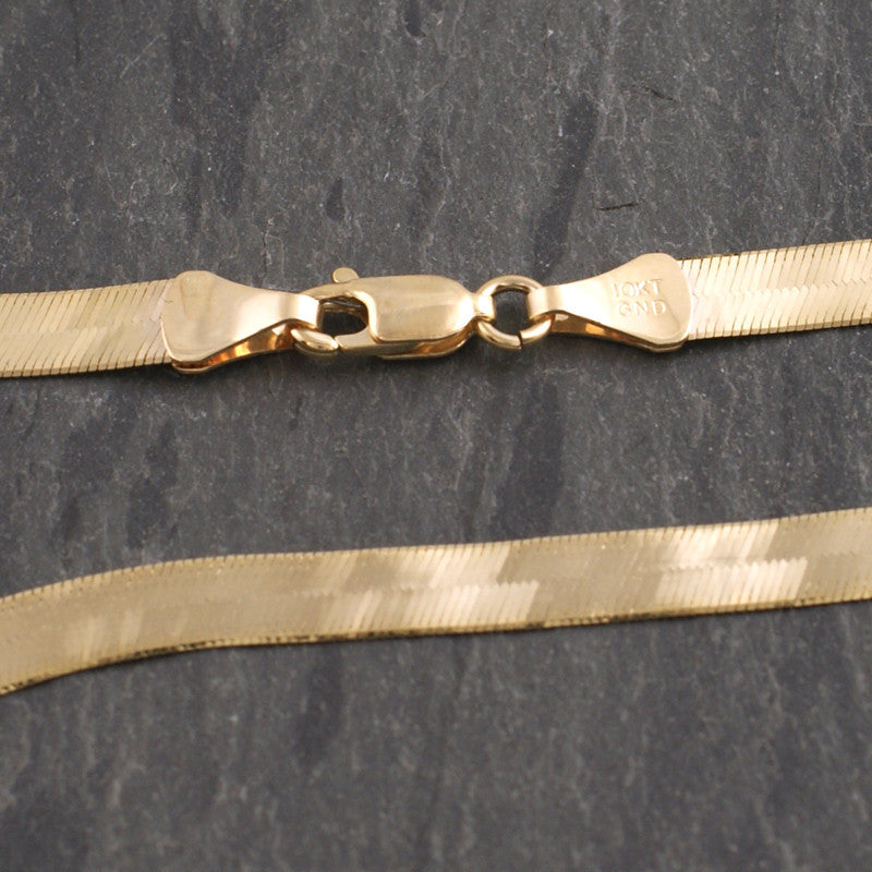 5mm Solid 10K Gold Herringbone Chain Necklace for Women - Durable & Elegant Jewelry for Everyday Wear, Gift Giving & Special Occasions