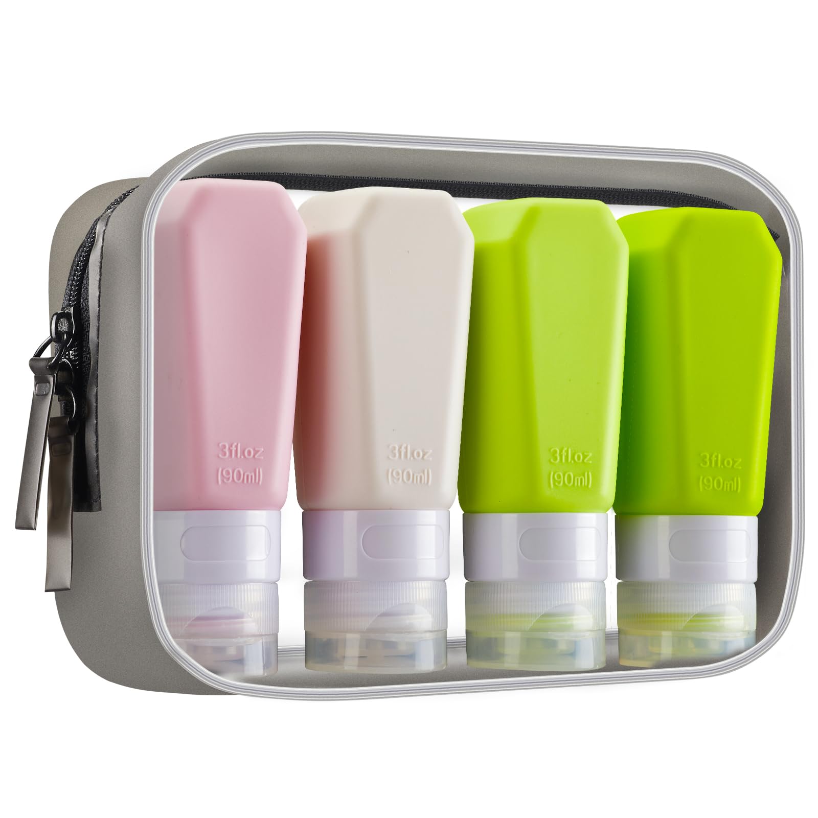 INSFIT TSA Approved 3oz Travel Bottles Set - BPA Free Leak Proof Refillable Toiletry Containers for Shampoo & Conditioner with Labels | Perfect for Air Travel, Gym & Vacation Essentials