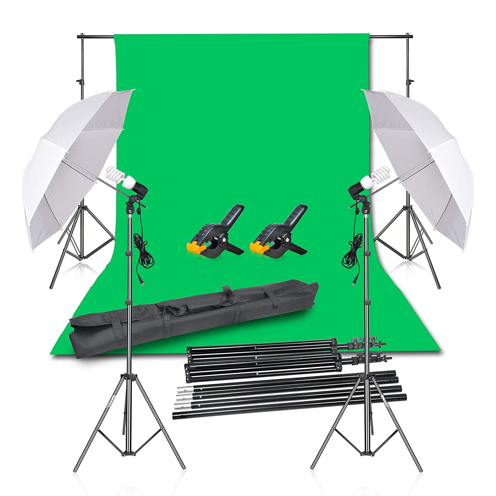 EMART Photo Studio Lighting Kit - Continuous Umbrella & Green Screen for Photography & Videography