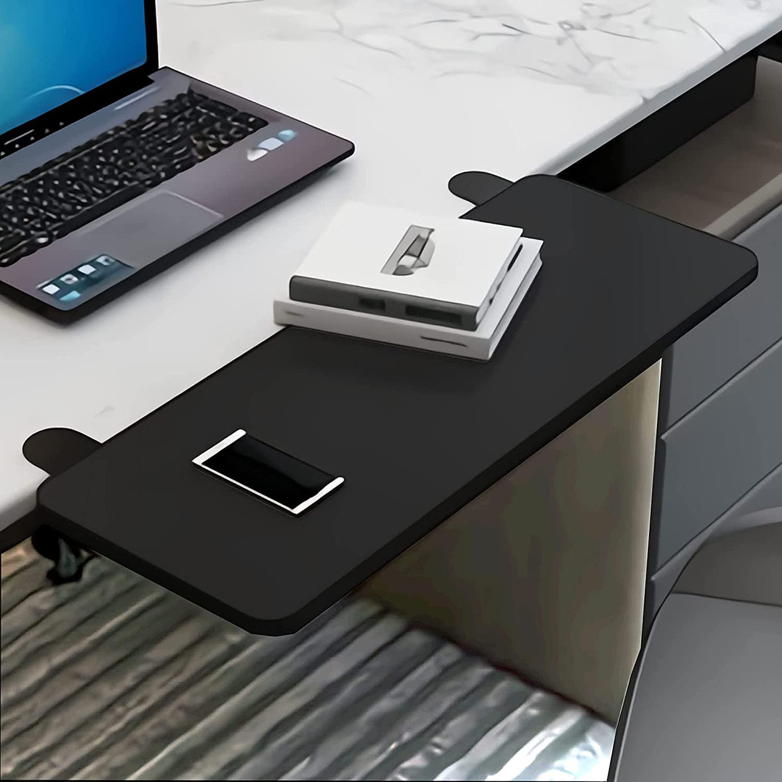 NO&CO Under Desk Keyboard Tray - Ergonomic Clamp-On Keyboard Drawer & Mouse Stand with Sliding Mechanism - Reduce Fatigue for Home Office & Gaming Setup (Fits Most Computer Desks) - Perfect for Workstations, Gaming Battlestations & Small Spaces