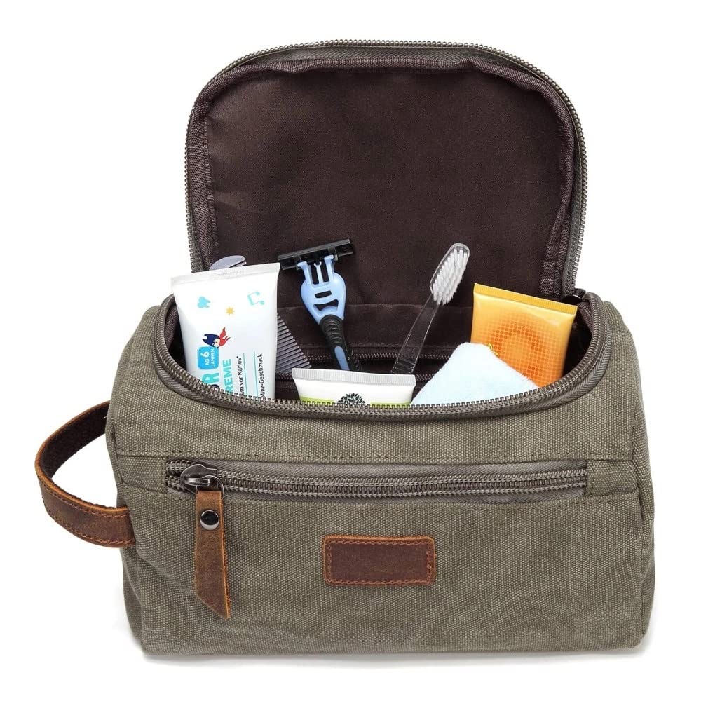 Waterproof Men's Travel Toiletry Bag - Large Canvas Cosmetic Makeup Organizer for Men - Vanity Case & Wash Pouch - Perfect for Gym, Business Trips & Camping (Color: A, One Size)