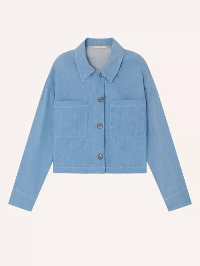 Sessun Notteri Chambray Jacket Women's Lightweight Denim Jacket in Provencia Blue - Perfect for Spring Layering, Casual Outfits & Weekend Wear