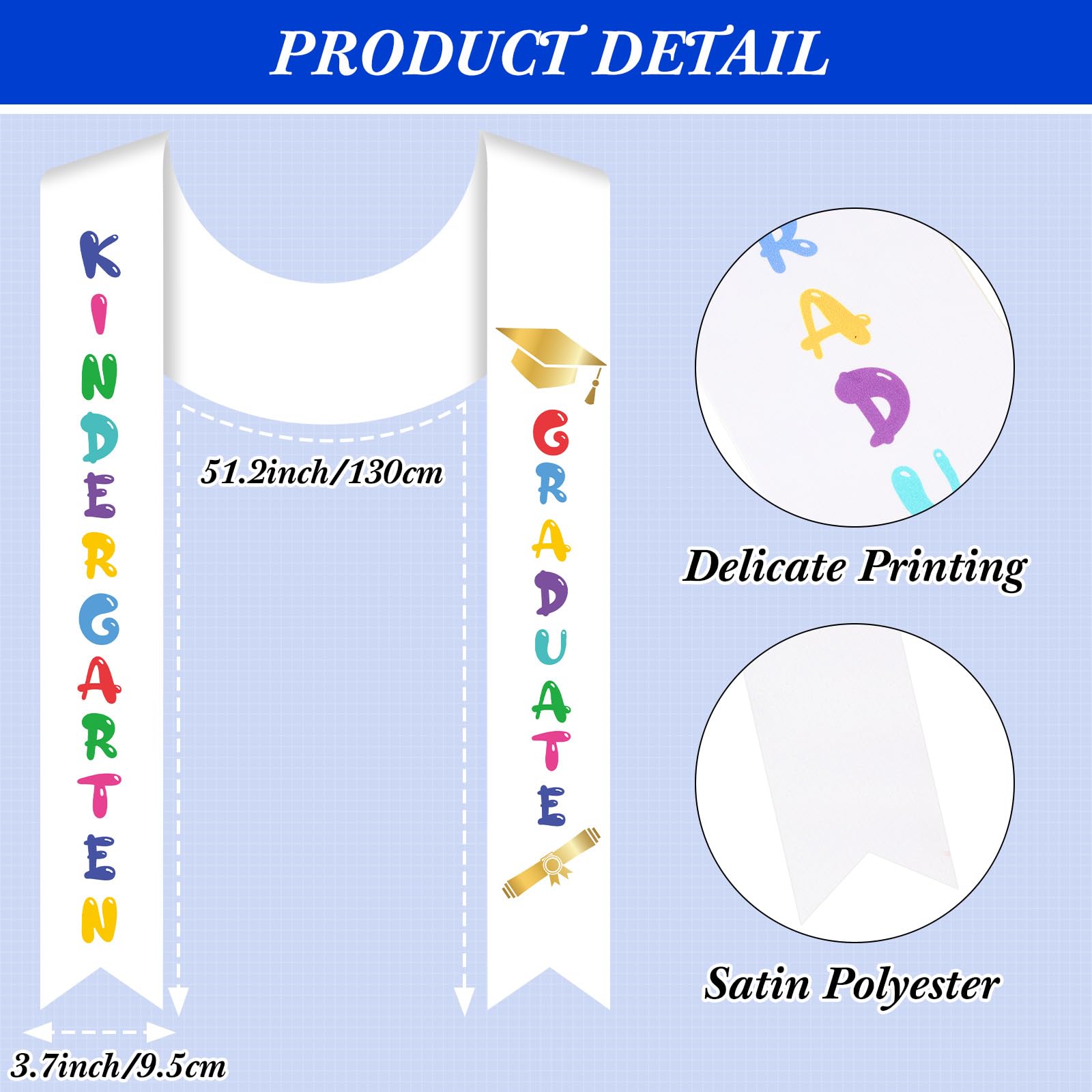 2025 Preschool & Kindergarten Graduation Gown Cap Tassel Set with Printed Stole Sash - 2 Pack Kids Graduation Outfit for Ceremony & Photo Shoots