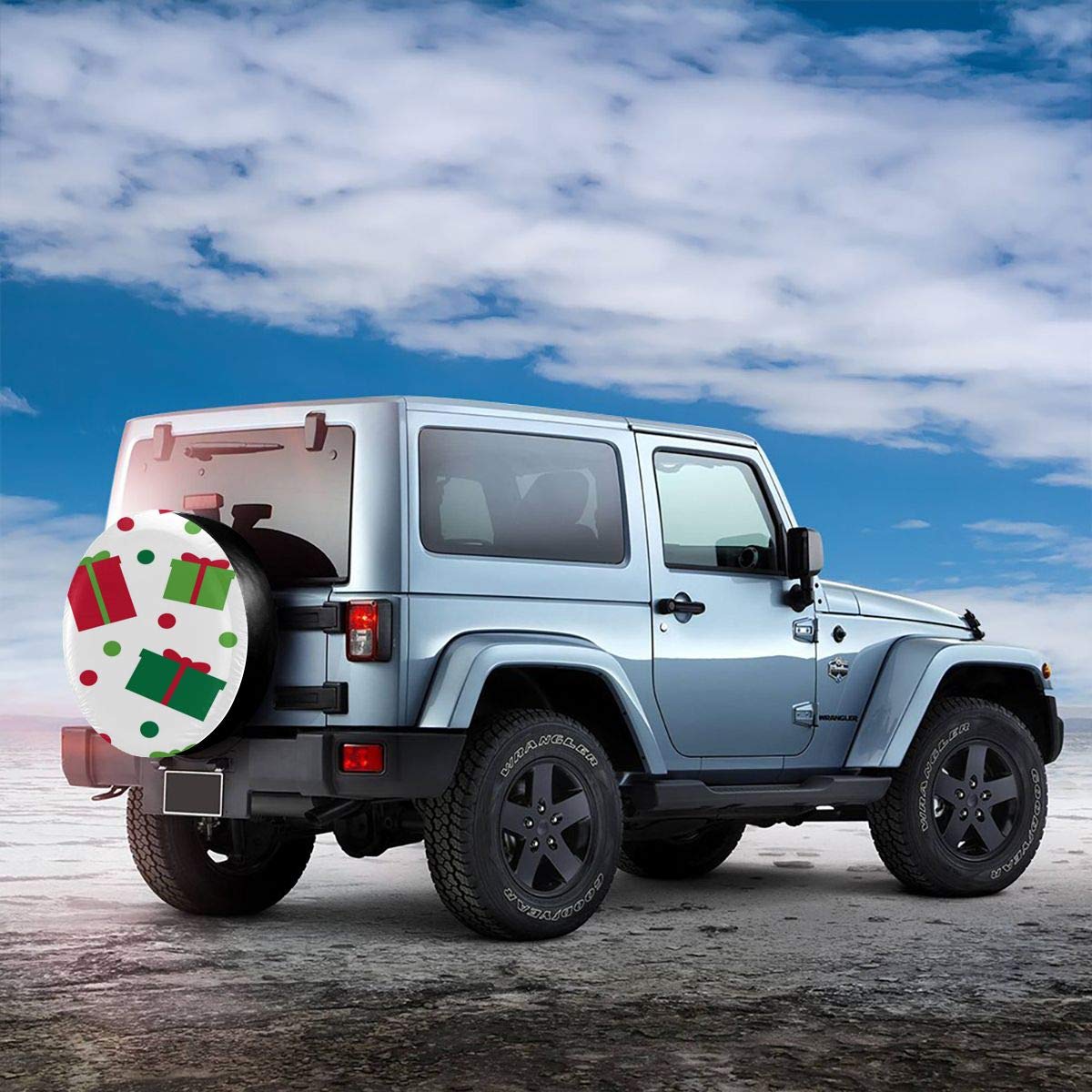 Moslion Waterproof Spare Tire Cover for Trucks & Cars - 14 Inch Wheel Protector with Gift Box (Red, Green, White) | Durable Ribbon Design for Outdoor Adventures & Road Trips