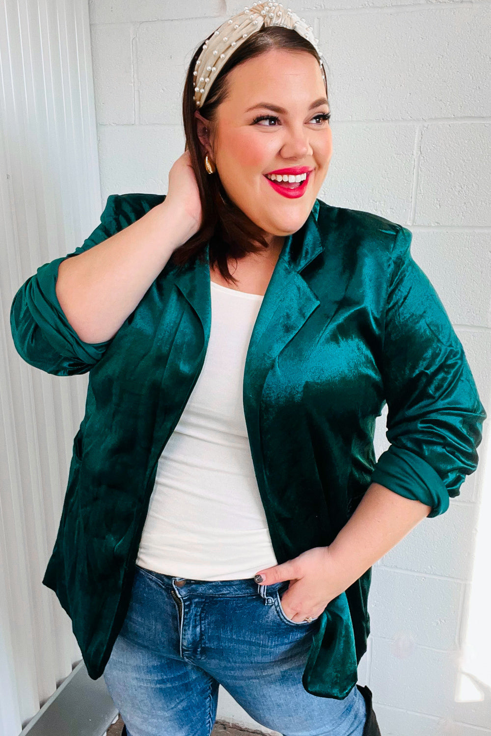Elegant Hunter Green Velvet Blazer for Women - Formal & Evening Wear - Perfect for Weddings, Parties & Office Events