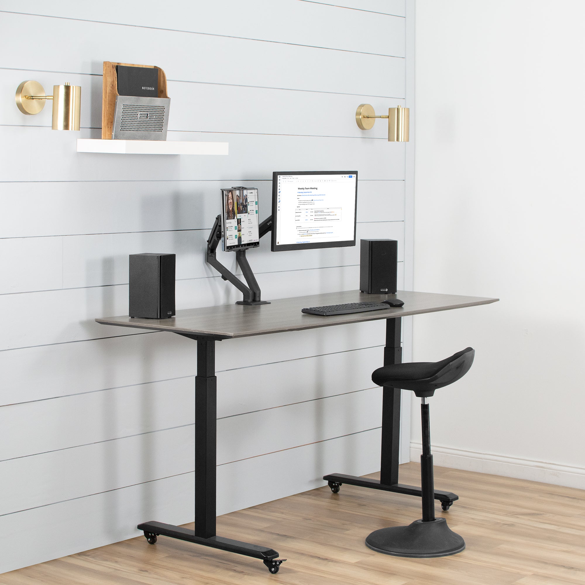 Universal VESA Mount Holder for Tablets, 2-in-1 Laptops & Portable Monitors - Adjustable Stand for Home Office, Gaming & Workspace Setup