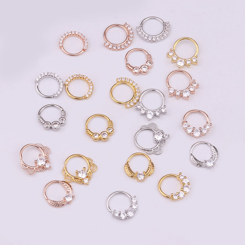 18K Gold Plated 20G Small Hoop Nose Ring with Indian CZ Stones | Septum Piercing Jewelry HSPJ1909 | Perfect for Everyday Wear & Special Occasions