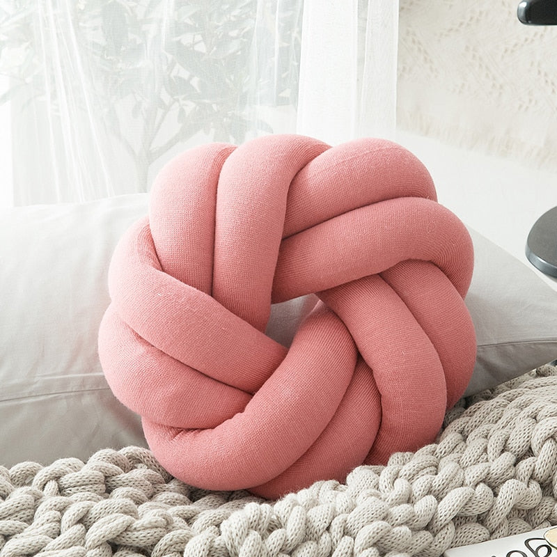 Soft Cotton Knit Pillow with Floral Knot Design - Breathable & Comfortable for Sofa, Bedroom Decor, and Cozy Home Living