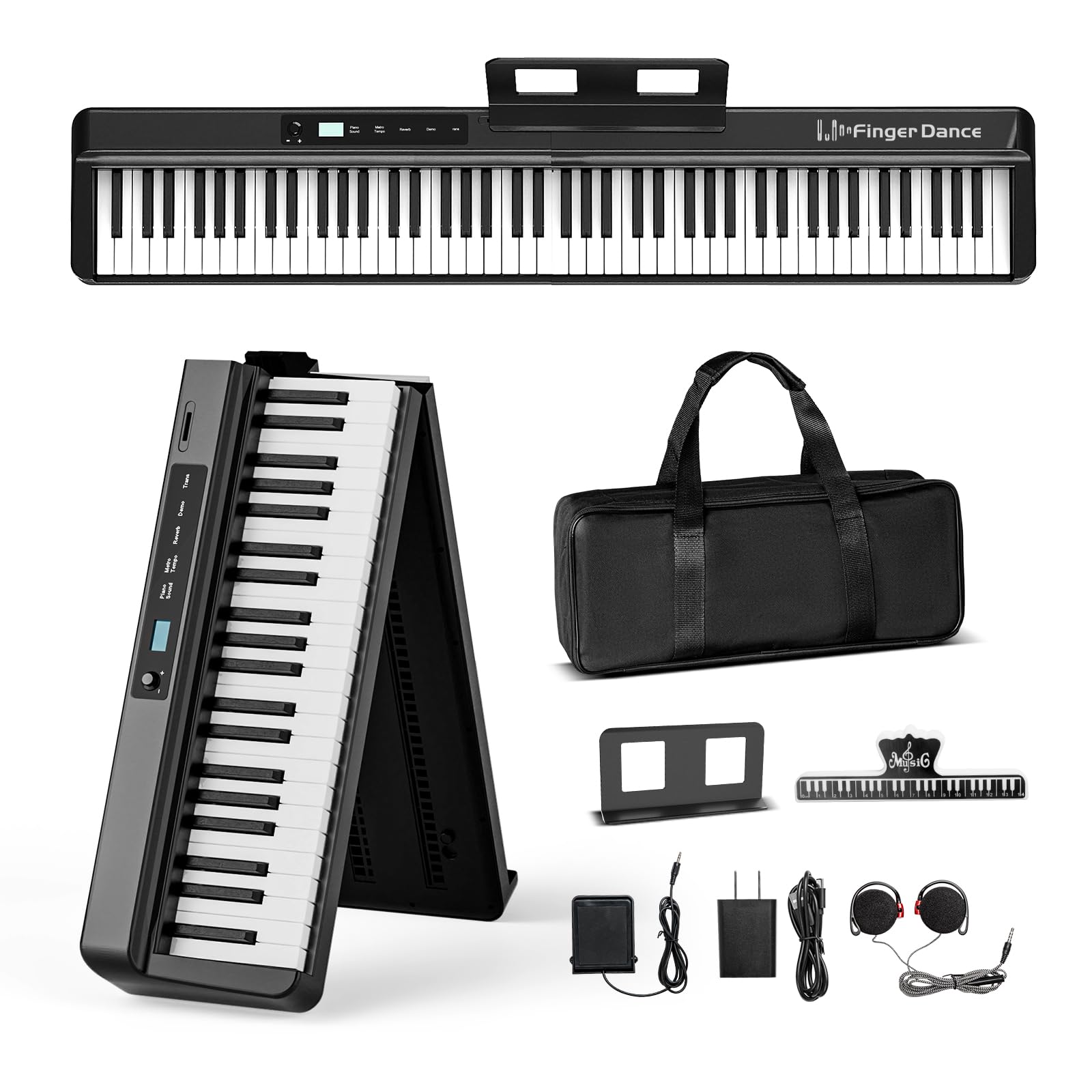 88-Key Portable Folding Digital Piano with Bluetooth MIDI - Professional Touch Sensitive Keyboard with Stand & Upgrade Chip - Perfect for Beginners, Home Practice & Travel Performances