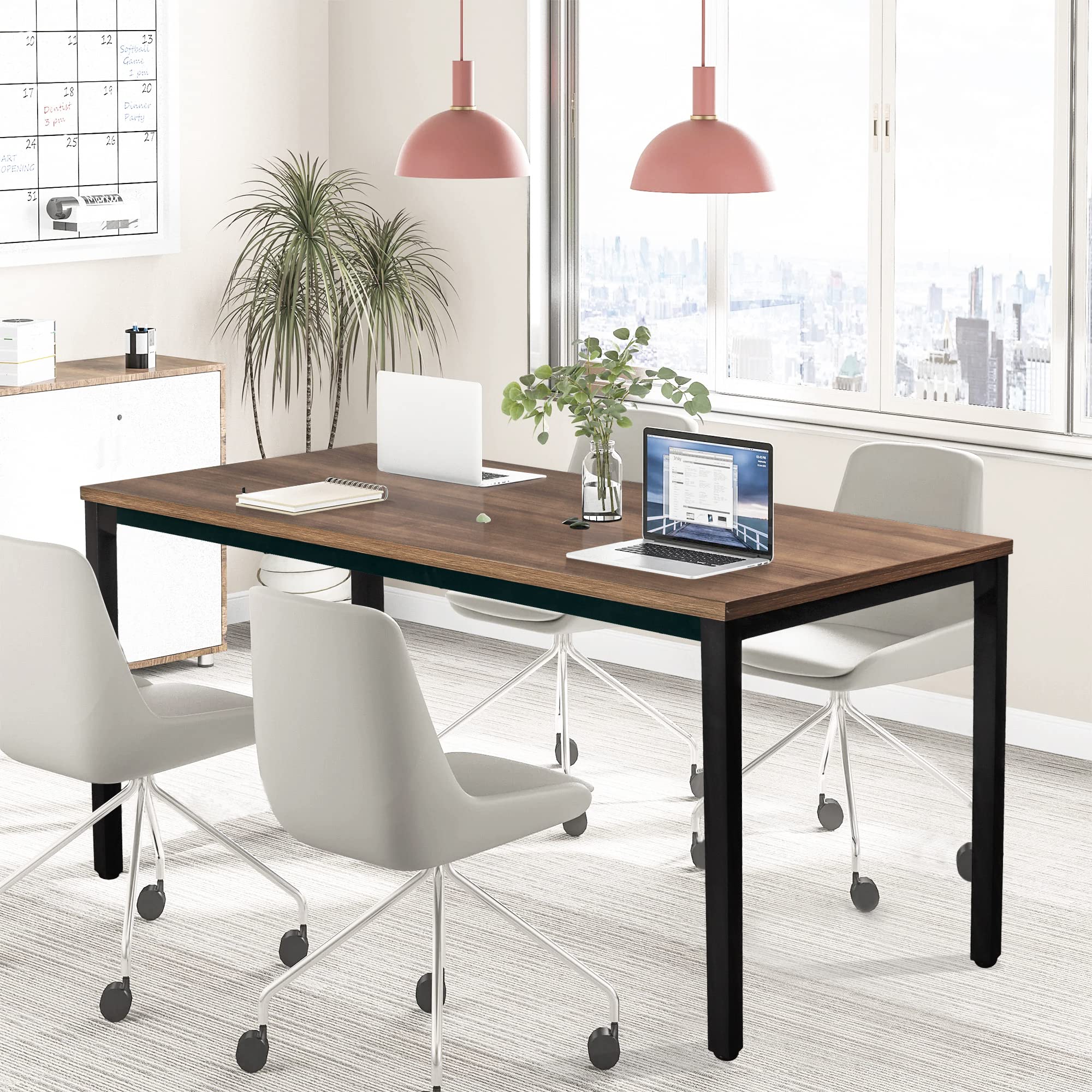 35x70 Inches Large Computer Desk & Dining Table - Sturdy Modern Office Desk for Home Office, Writing Workstation, Laptop Study Table - Walnut Finish - Perfect for Small Spaces, Remote Work & Multifunctional Use
