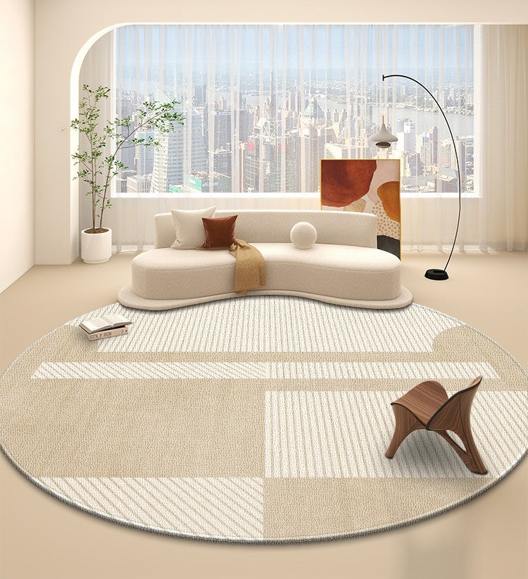 Modern Round Rugs for Bedroom & Living Room - Contemporary Circular Area Rug with Geometric Design - Perfect Under Dining Table, Nursery or Office Decor