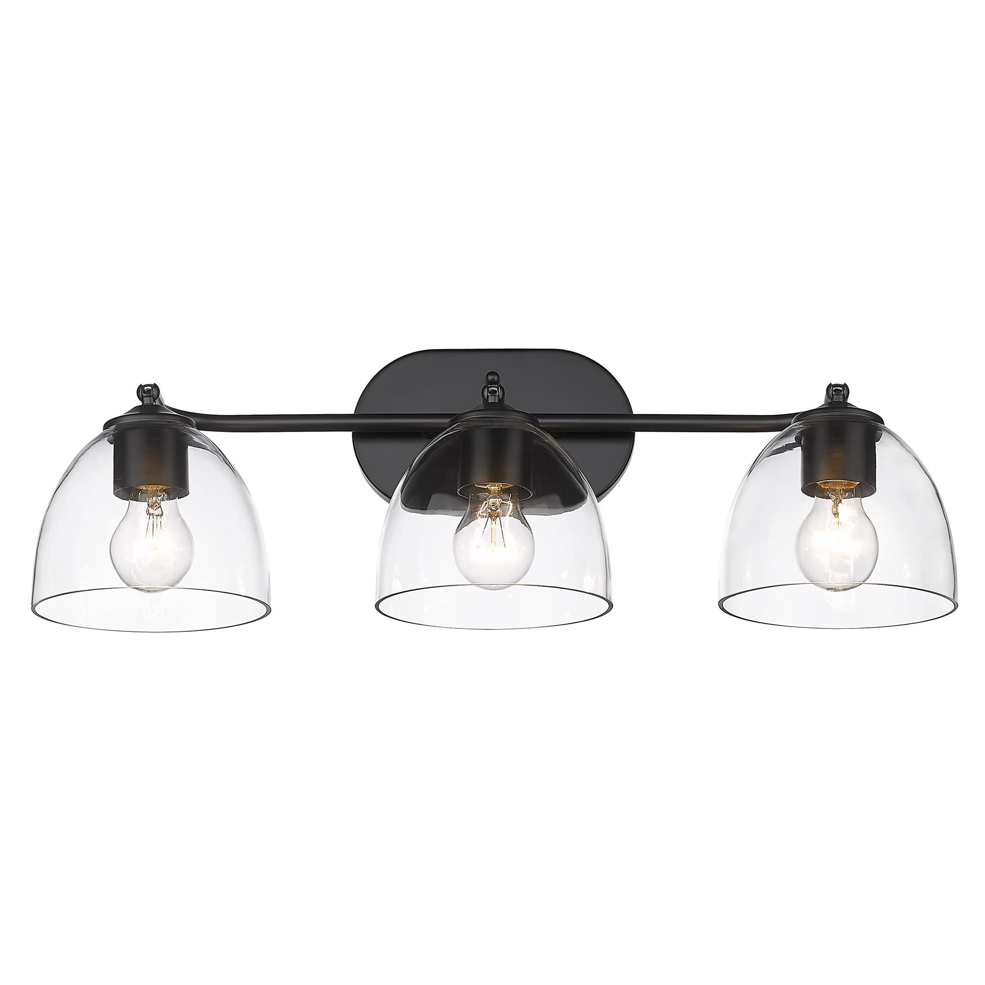 Roxie 3-Light Vanity Light in Matte Black with Clear Glass - Perfect for Bathroom, Bedroom & Dressing Room Makeup Lighting