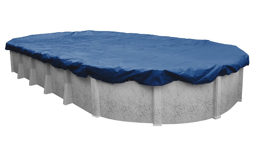 Pool Mate 471840-4-PM Heavy Duty Rip-Resistant Winter Cover for Above Ground Pools - 18 x 40 ft Oval, Dazzling Blue - Protects Your Pool from Debris & Harsh Weather