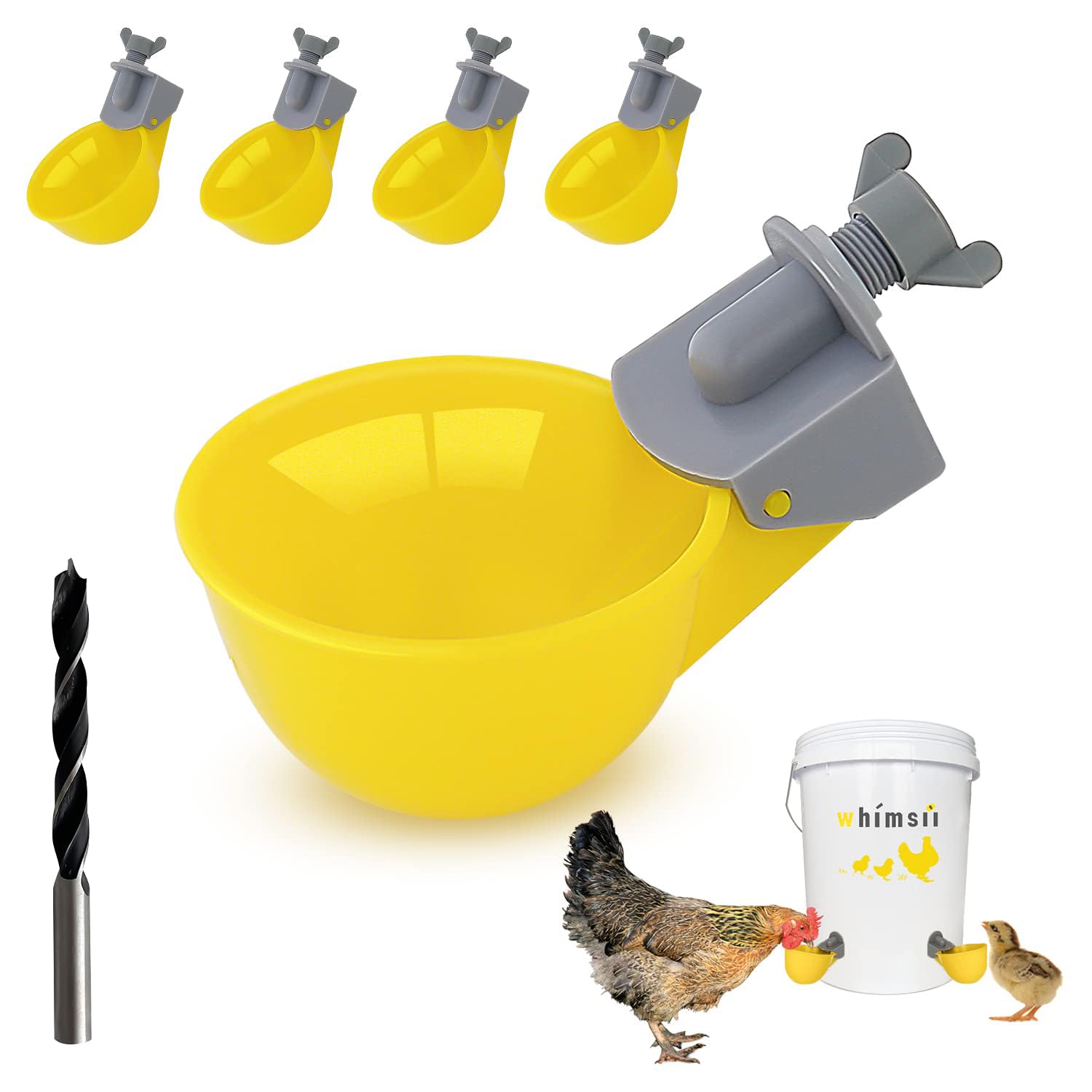 5-Pack Automatic Chicken Waterer Cups with Anti-Leak System - Holds 50% More Water for Chicks, Chickens, Ducks, Quails & Turkeys - Perfect for Coops, Farms & Backyard Poultry Raising