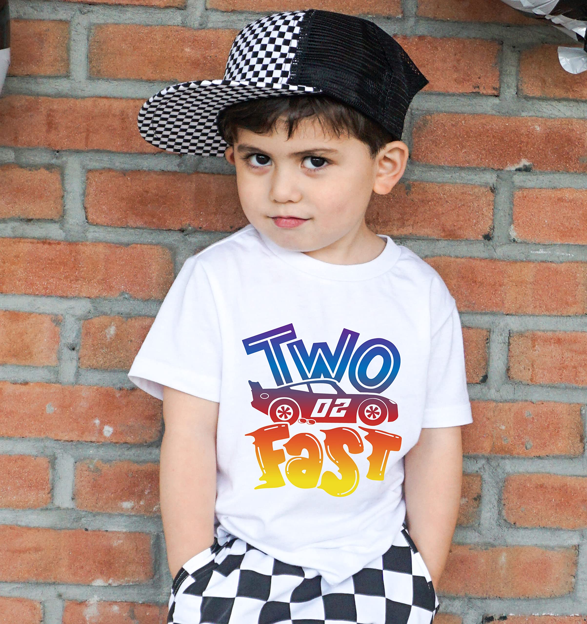 Two Fast Birthday T-Shirt for Boys - 2nd Birthday Race Car Themed Party Outfit (3T) | Perfect for Birthday Celebrations, Photo Shoots & Car-Themed Events