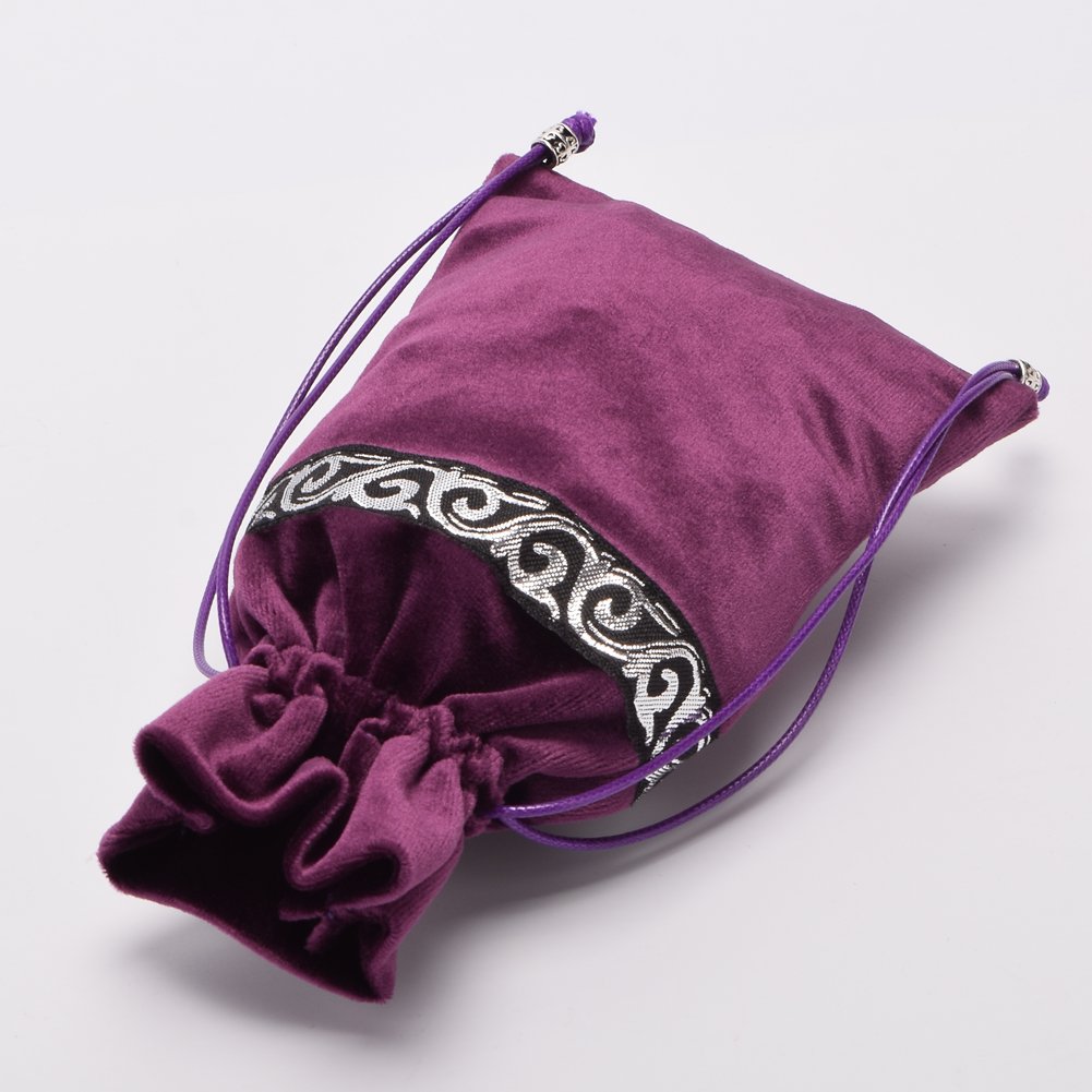 BLESSUME Purple Velvet Tarot Altar Cloth with Pouch - 24.4 x 24.4 Inch Wiccan Divination Table Cover for Tarot Reading, Rituals & Spiritual Practices
