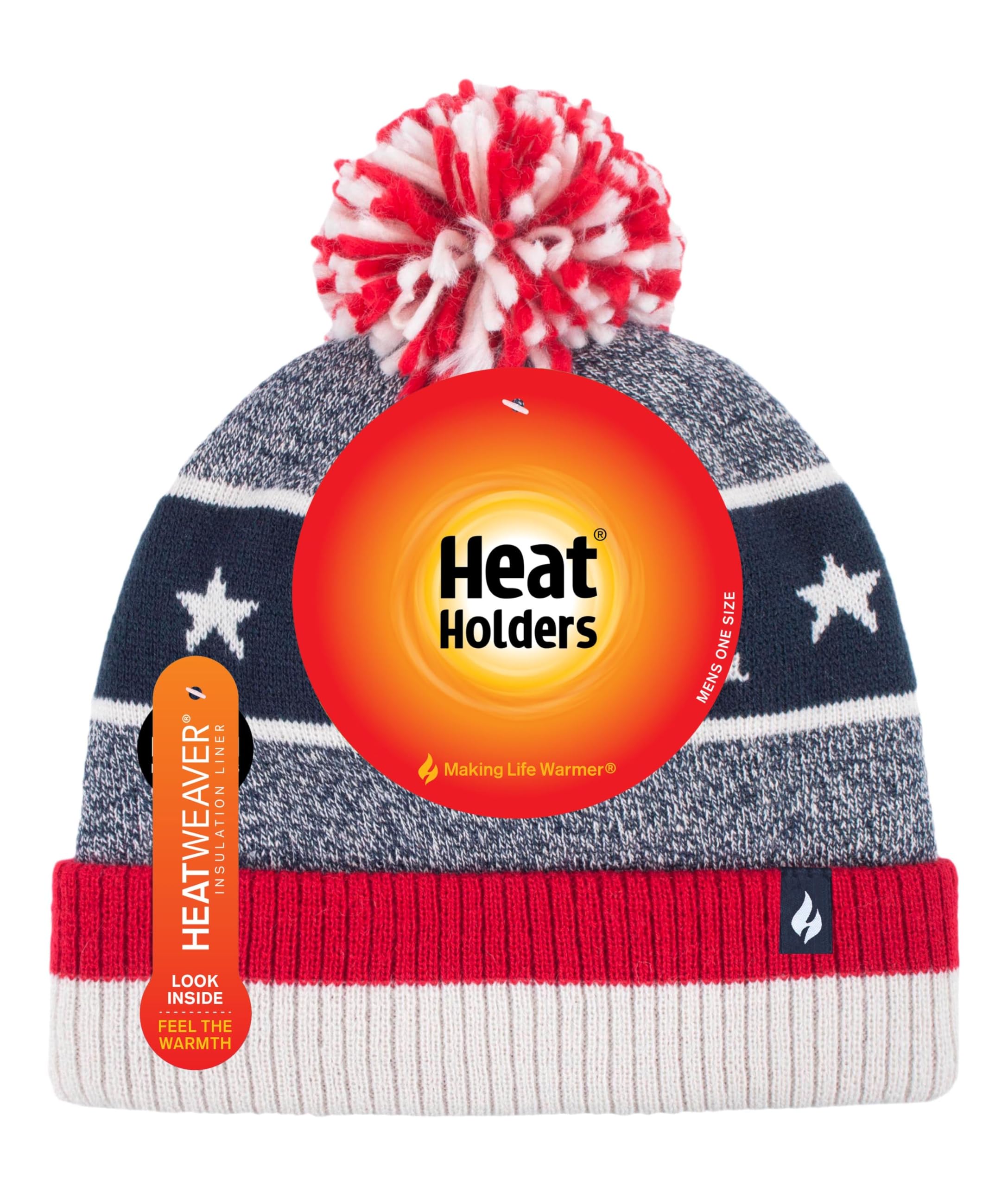 Heat Holders Men's Thermal Winter Beanie Hat - Navy Blue, One Size Fits All - Stay Warm in Cold Weather for Outdoor Activities