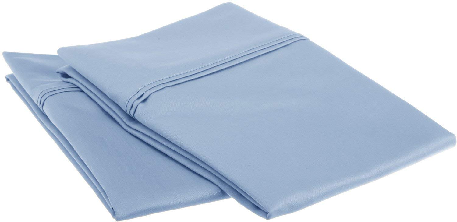 Premium 100% Egyptian Cotton Pillowcases - 1200 Thread Count Standard Size (20x26 inches) - Light Blue Luxury Bedding for Hotel & Home Use - Soft Breathable Pillow Covers for Better Sleep