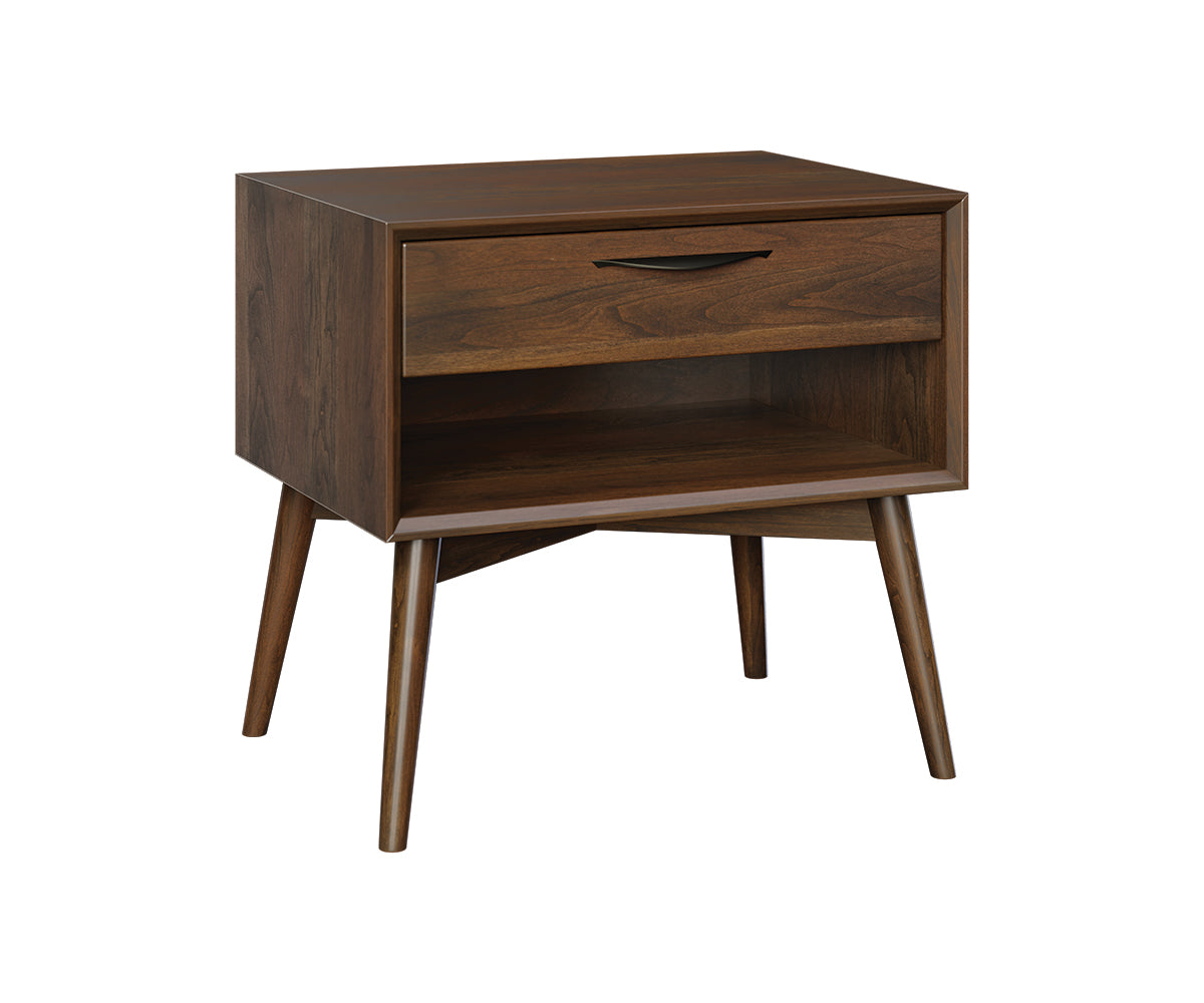 Solid Wood Nightstand with Drawer - Modern Bedside Table for Bedroom, Living Room & Office - Stylish Storage Solution for Books, Lamps & Essentials