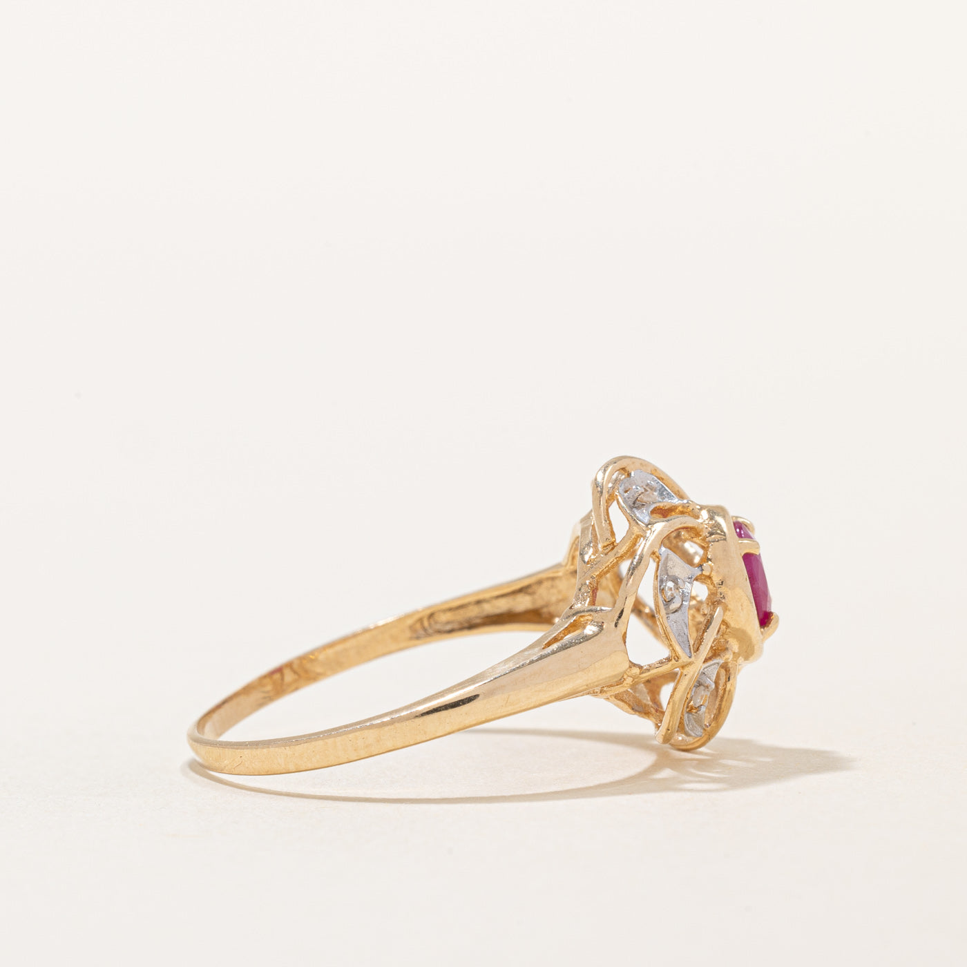Exquisite Ruby & Diamond Cocktail Ring - 0.40ct Genuine Ruby & 0.03ctw Diamonds - Size 8.75 - Elegant Evening Party Jewelry for Women - Perfect for Weddings, Galas & Special Occasions