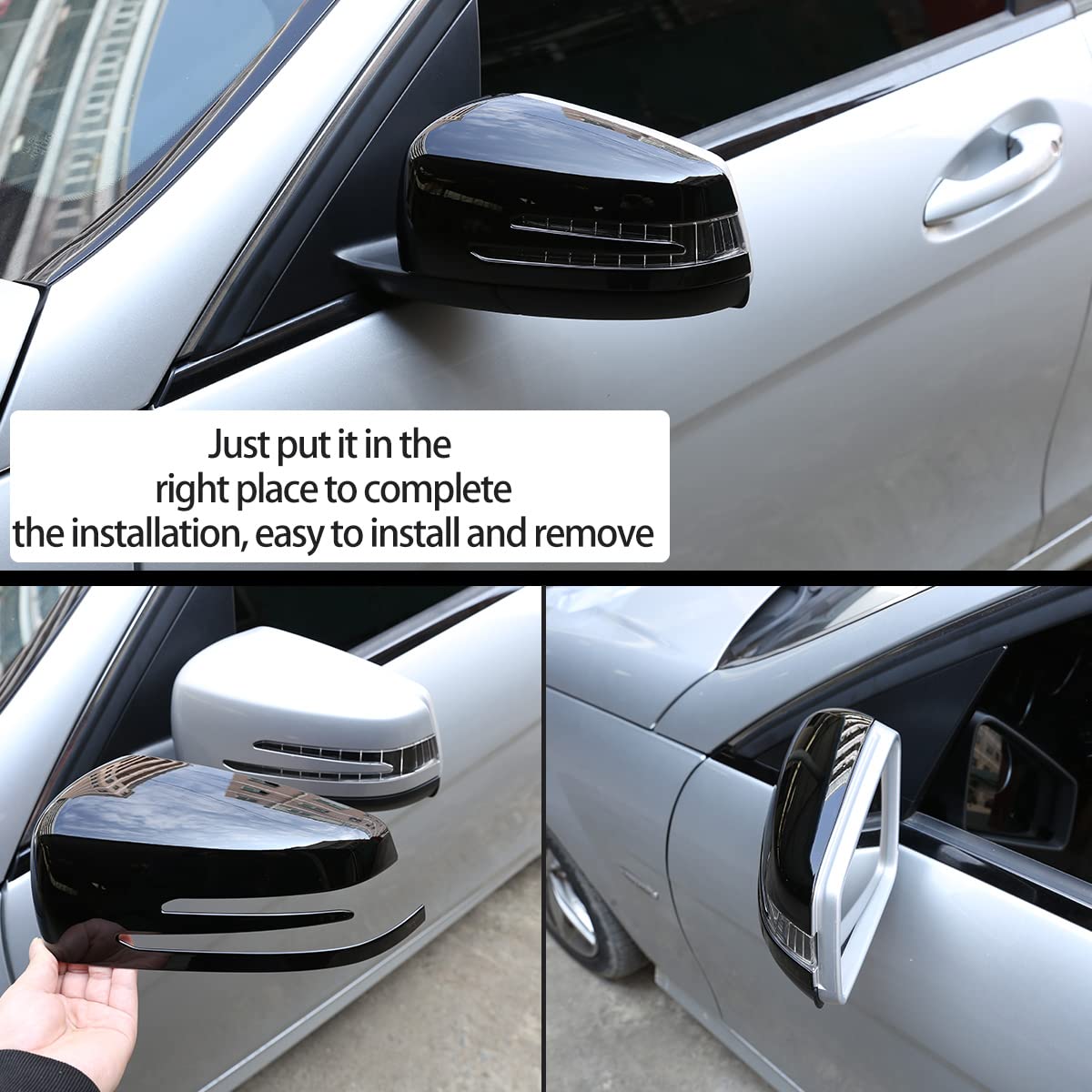 Mercedes Benz A CLA GLA GLK Class W176 W117 X156 X204 2014-2017 Piano Black Side Rear View Mirror Cover Trim - Perfect Replacement for Damaged or Worn Mirror Covers, Enhances Vehicle Appearance