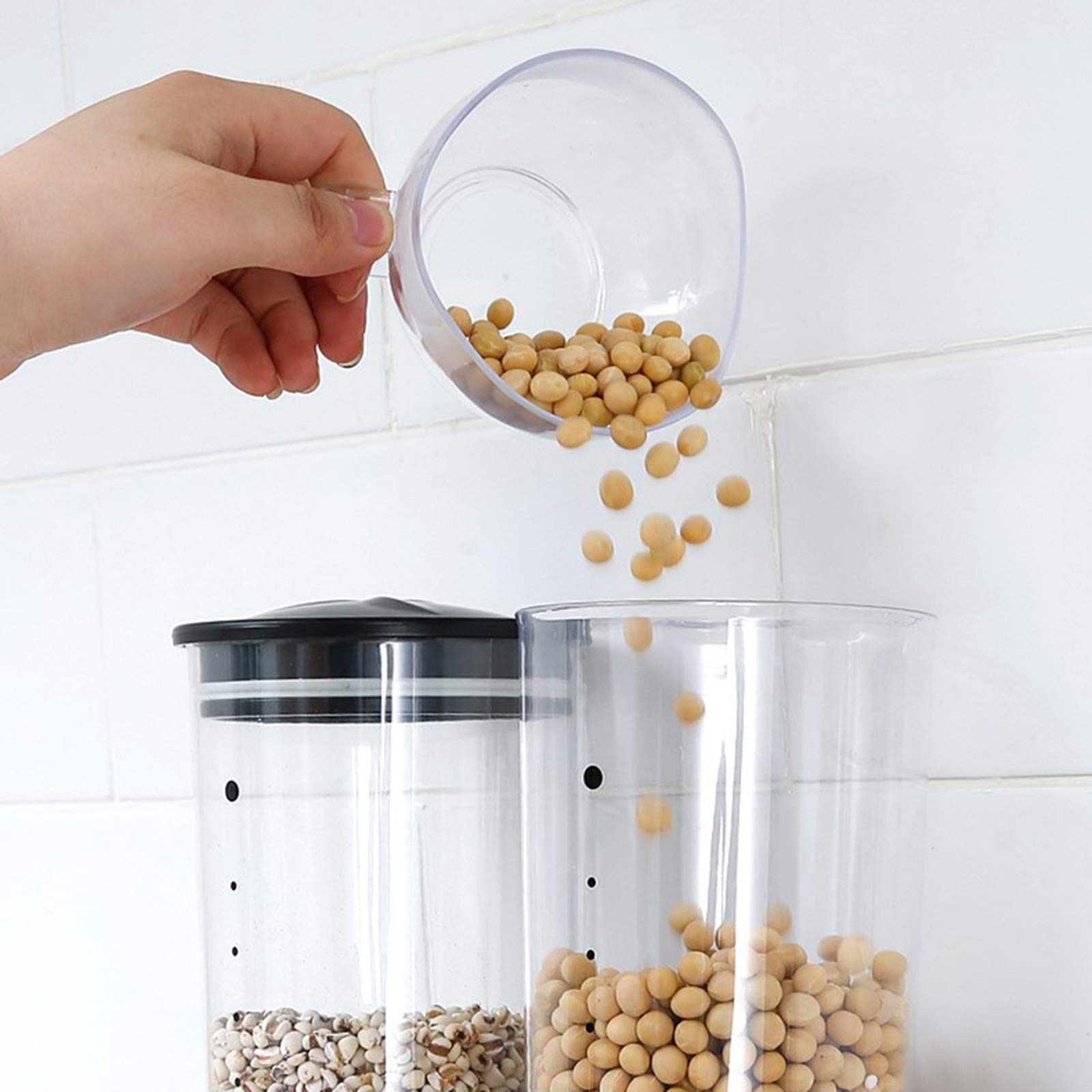 Large Transparent Wall-Mounted Grain Storage Container - Airtight Multi-Grain Dispenser for Rice, Beans, Oatmeal & Cereals | Perfect for Kitchen Pantry Organization & Bulk Food Storage