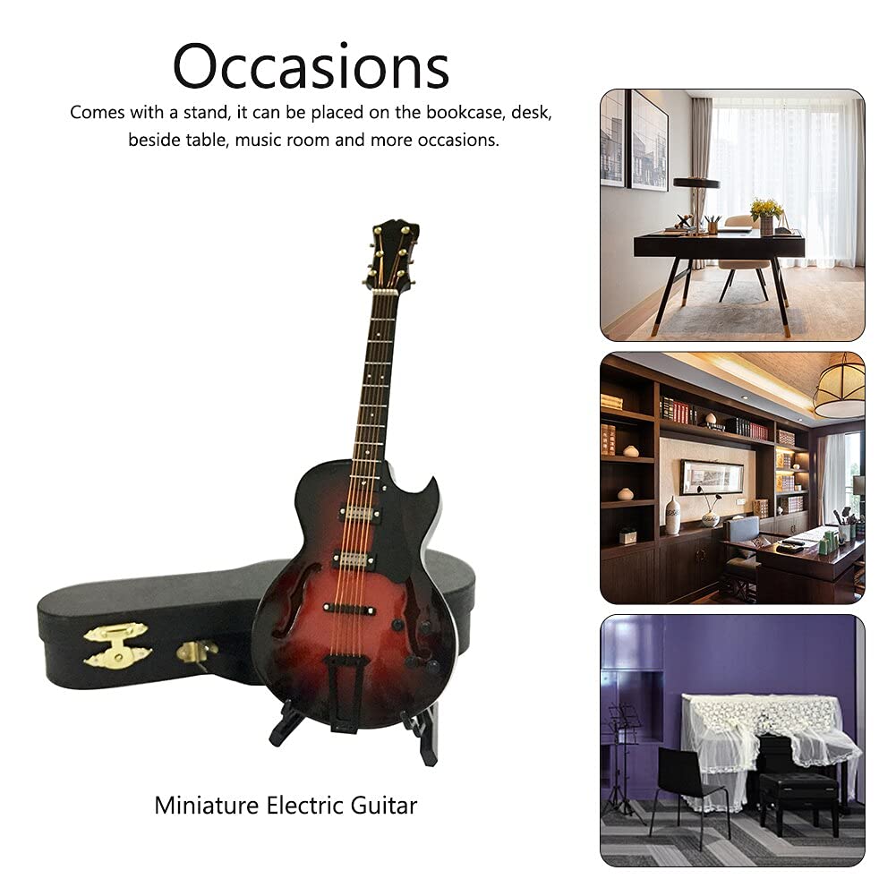 Wooden Miniature Guitar Replica - Handcrafted Home Décor Display with Stand, Office Desk Ornament, Collectible Art Piece | Perfect for Music Lovers, Guitar Enthusiasts, and Unique Gift Ideas