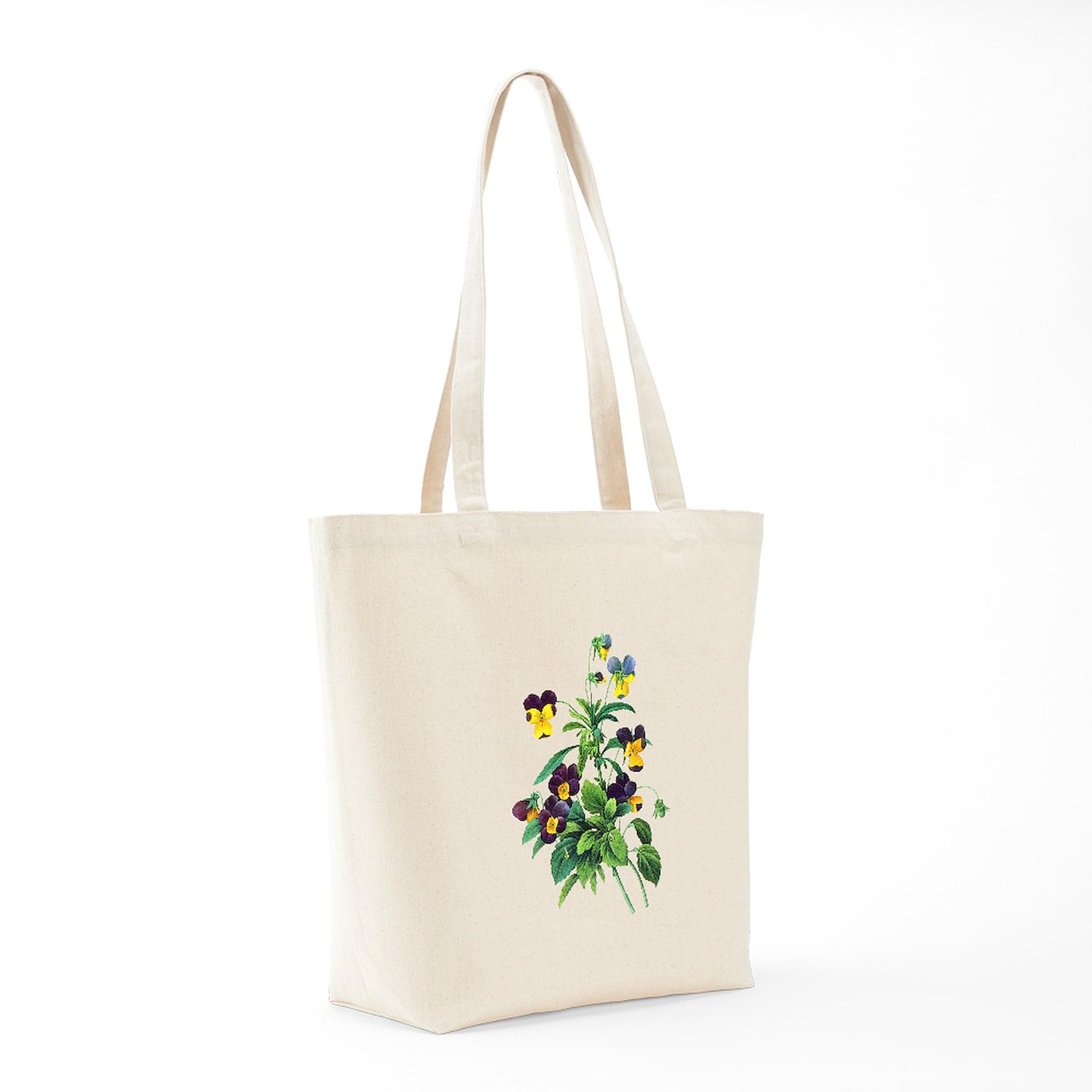 Pierre Joseph Redoute Botanical Tote Bag - Natural Canvas Reusable Shopping Bag with Floral Design for Groceries, Farmers Market & Eco-Friendly Lifestyle