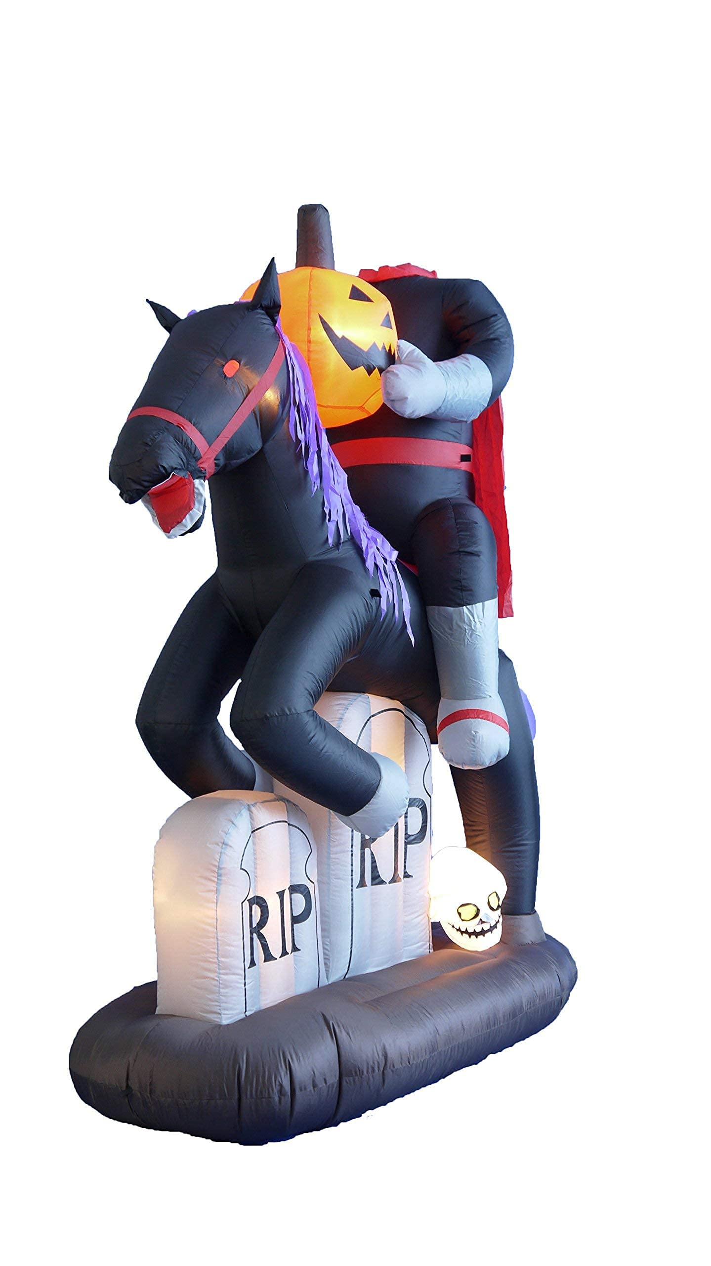 8ft Inflatable Frankenstein & 6.5ft LED Headless Horseman Halloween Decorations Set with Pumpkin Tombstones - Perfect for Yard Haunted House, Spooky Party Decor & Outdoor Halloween Displays
