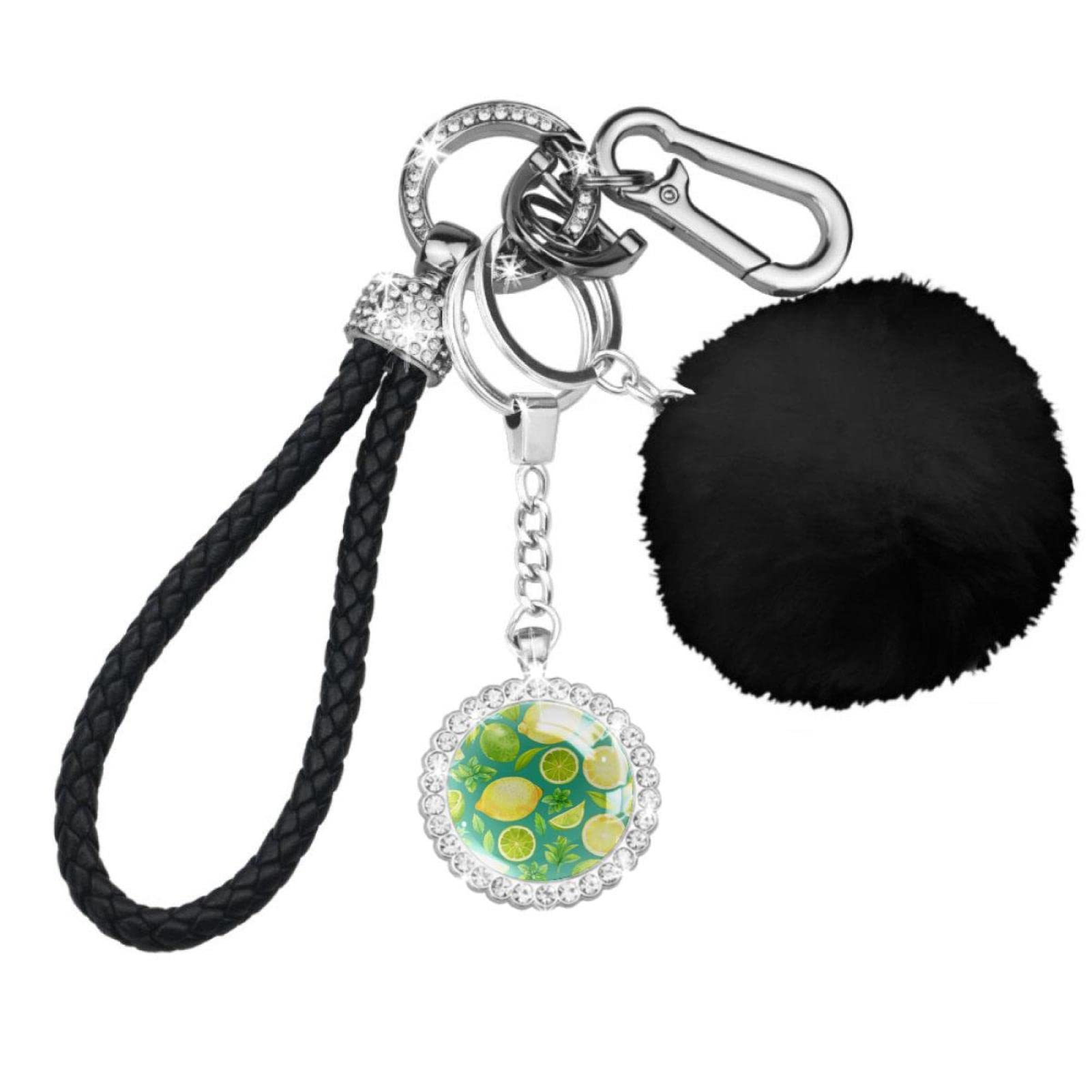 CABOBE Skull Keychain Set with Christmas Hat - Cute Wristlet Keychain, Car Keychain & Pom Pom Accessories for Women | Perfect Gift for Christmas, Party Favors, Bag & Key Decorations