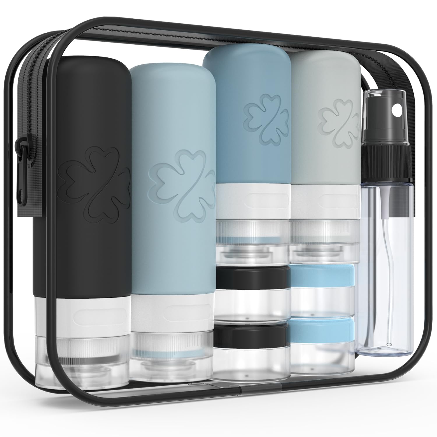 GLAMFIELDS 18 Pack TSA Approved Leak Proof Travel Bottles for Shampoo, Conditioner & Lotion | Silicone Refillable Toiletry Containers | Perfect for Air Travel, Gym & Vacation Essentials (Multicolor)