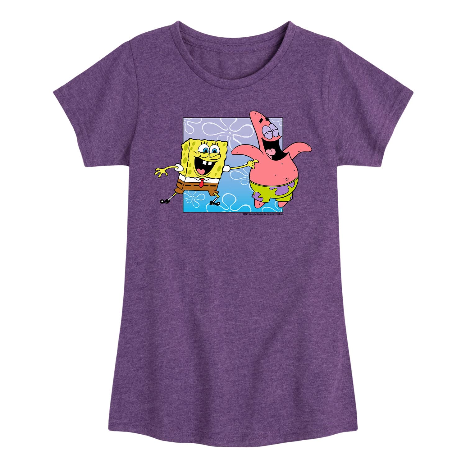 Spongebob Squarepants Tickling Patrick Toddler & Youth Girls Short Sleeve T-Shirt - HYBRID APPAREL - Cute Cartoon Graphic Tee for Kids Playdates, Birthday Parties & Casual Wear