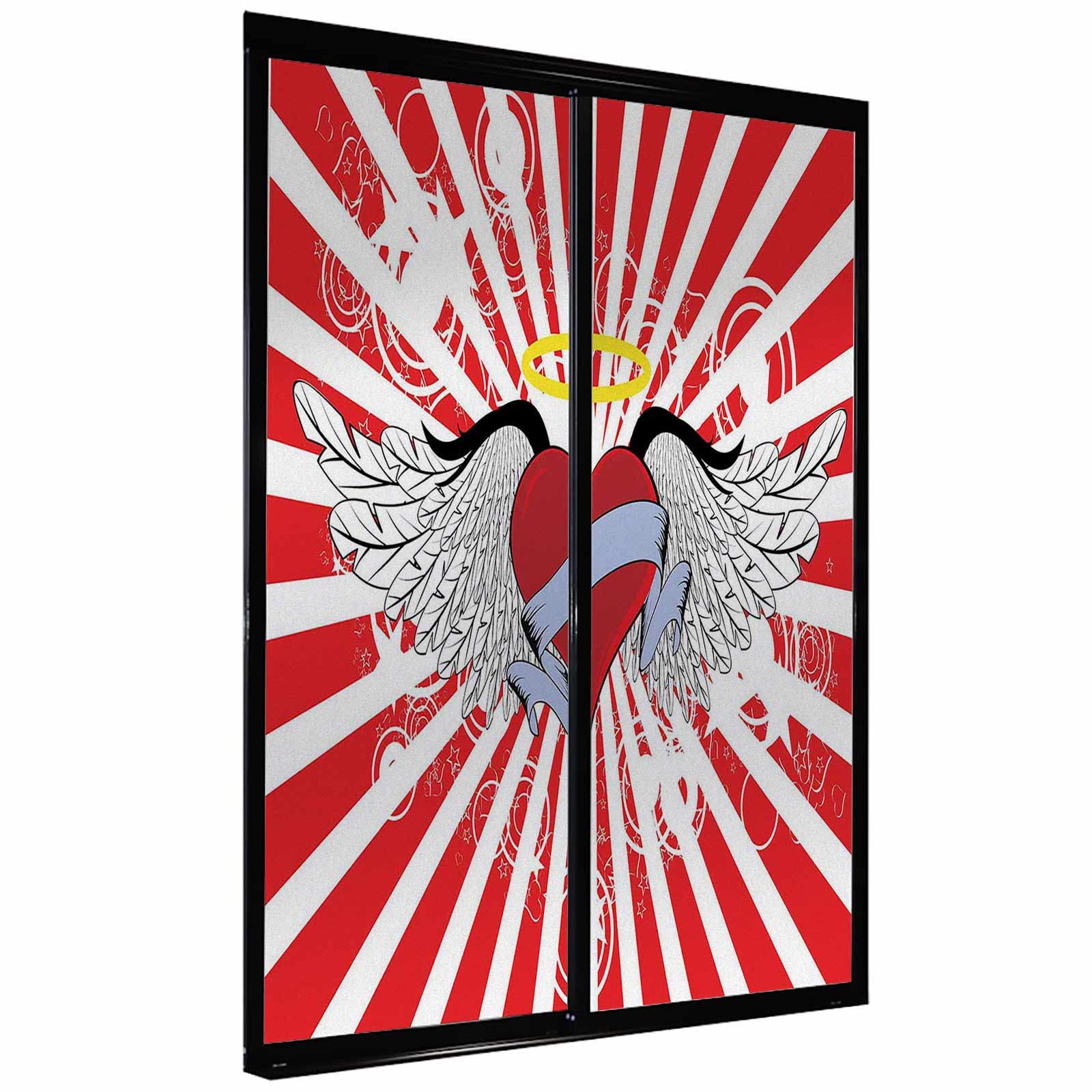 Custom 3D Window Film - Vermilion, White, Yellow, Pastel Purple Privacy Decals for Home, Office & Living Room | DIY Angel Design Window Stickers for Sun Protection & Decoration