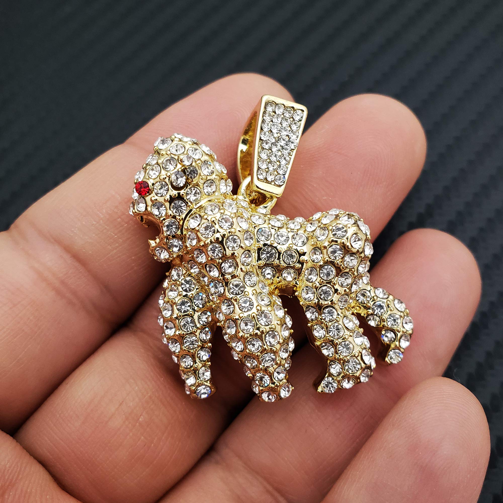 Hip Hop Gold Plated Gorilla Pendant & 18