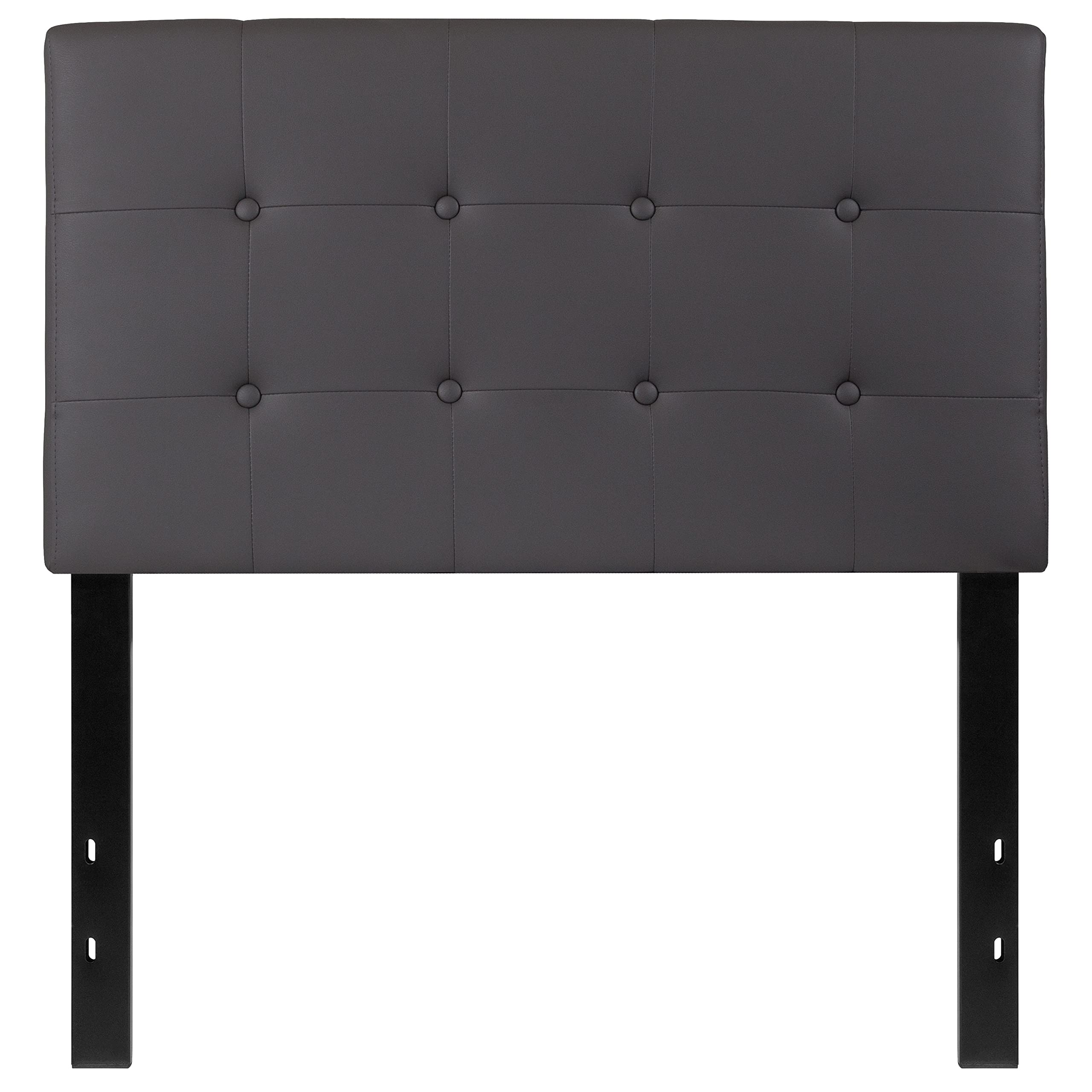 BSD National Supplies Andover Twin Size Grey Vinyl Upholstered Tufted Headboard - Modern Bedroom Decor for Kids, Teens & Guest Rooms