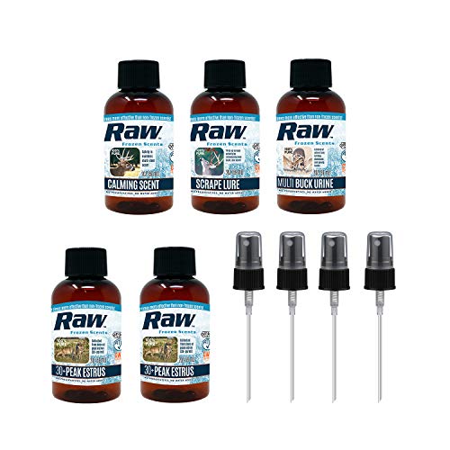 Raw Frozen Buck Urine Dominance Challenge - Whitetail Deer Attractant & Scrape Lure Spray for Rut Hunting (5 Bottle Pack) - Ideal for Deer Hunting, Trail Cameras & Wildlife Observation