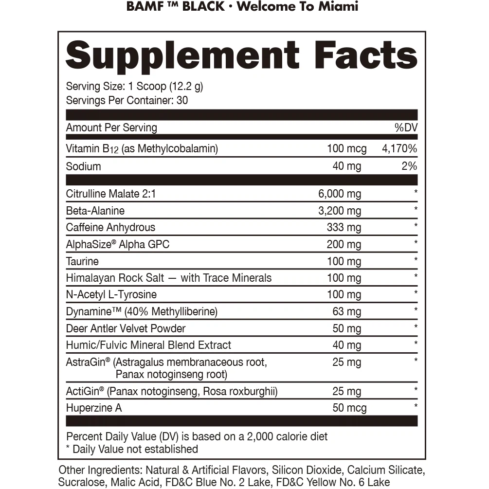 Bucked Up BAMF BLACK Pre-Workout Supplement for Men & Women - Energy, Focus & Muscle Pump Enhancer for Gym & Fitness Training