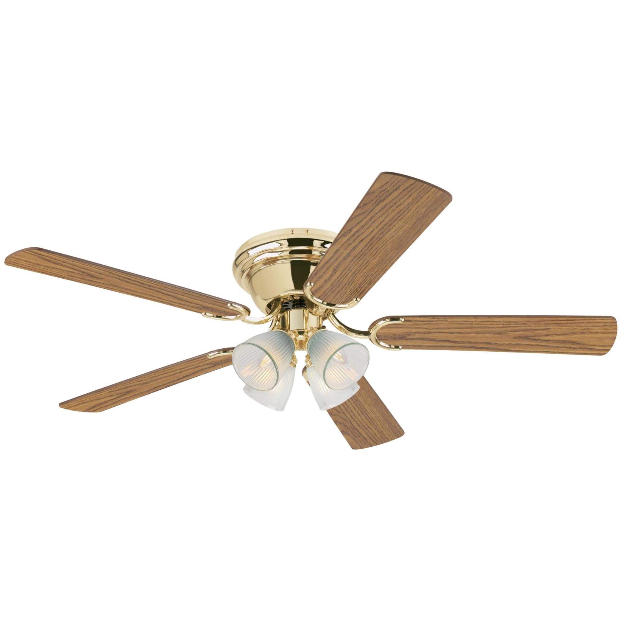 Westinghouse 7232400 CONTEMPRA IV 52 Inch Indoor Ceiling Fan with Light Kit, Brushed Brass Finish - Perfect for Living Room, Bedroom & Home Office Cooling & Lighting