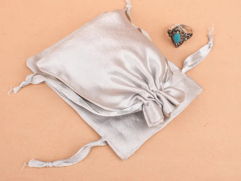 100 Premium Light Gray Satin Pouches - Featherlight & Elegant Gift Bags for Jewelry, Wedding Favors, Bridesmaid Gifts & Party Favors