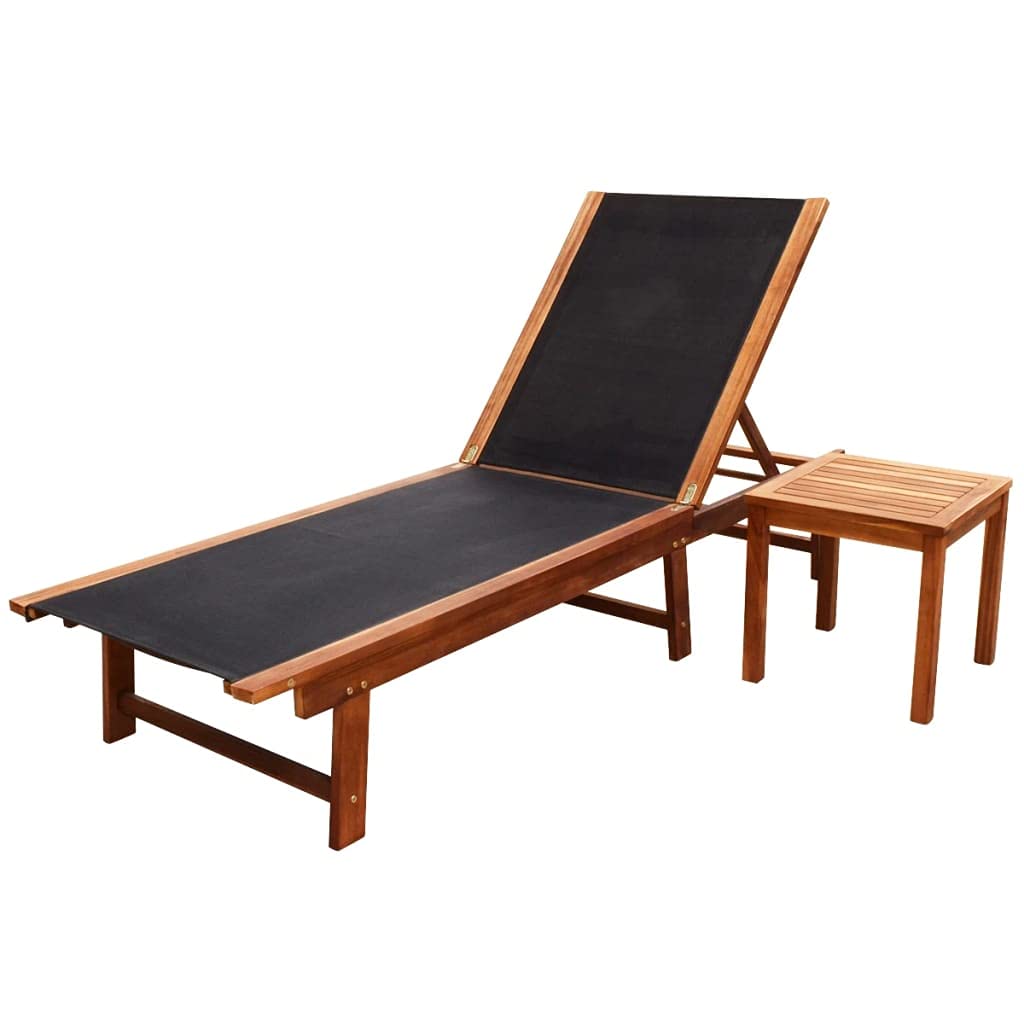Premium Outdoor Recliner Chair - Adjustable Patio Chaise Lounge with Side Table - Solid Acacia Wood & Textilene Fabric - Perfect for Backyard, Poolside, Beach & Garden Relaxation