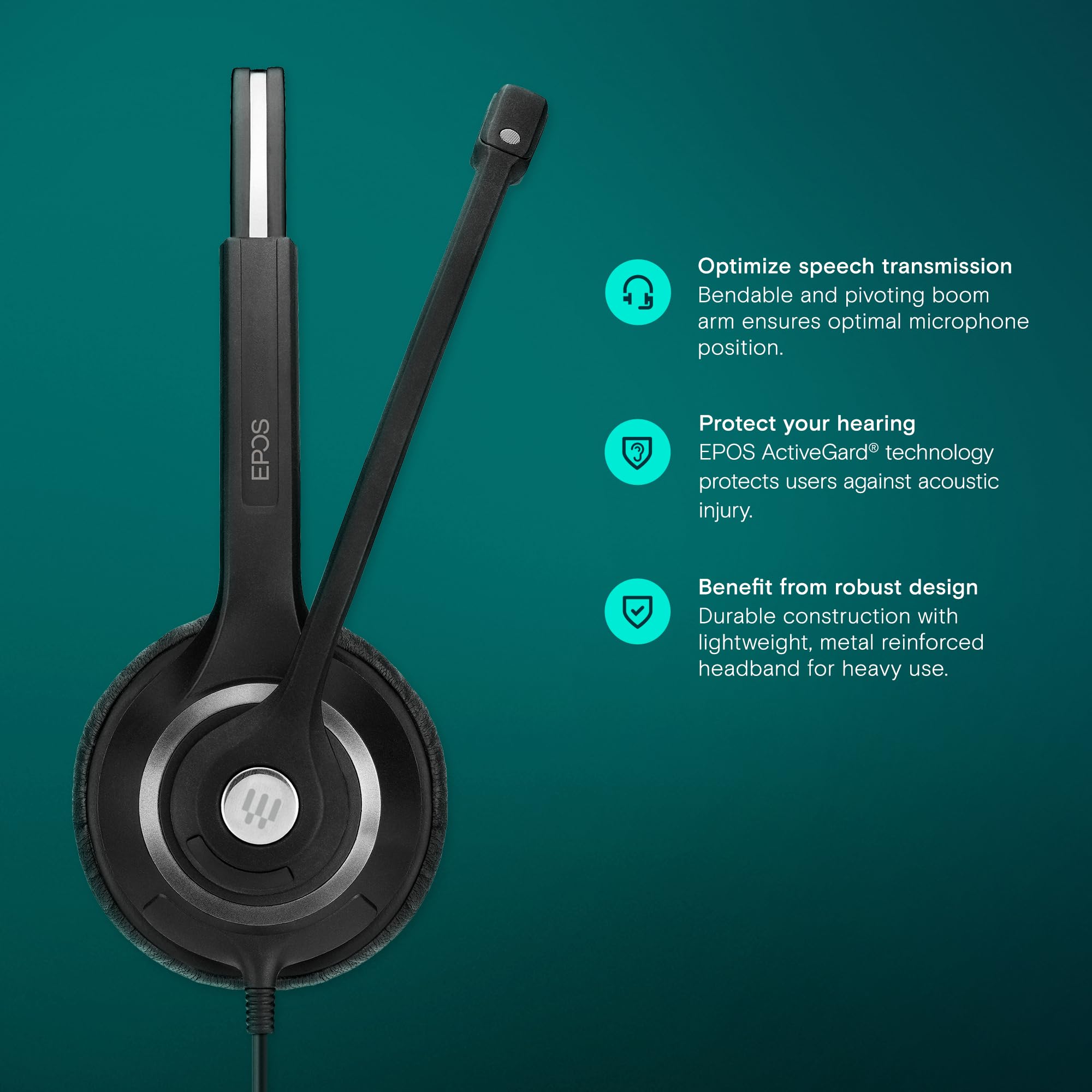 EPOS I SENNHEISER IMPACT SC 260 USB MS II On-Ear Wired Headset - Black | Noise-Cancelling Office Headphones for Conference Calls, Gaming & Remote Work