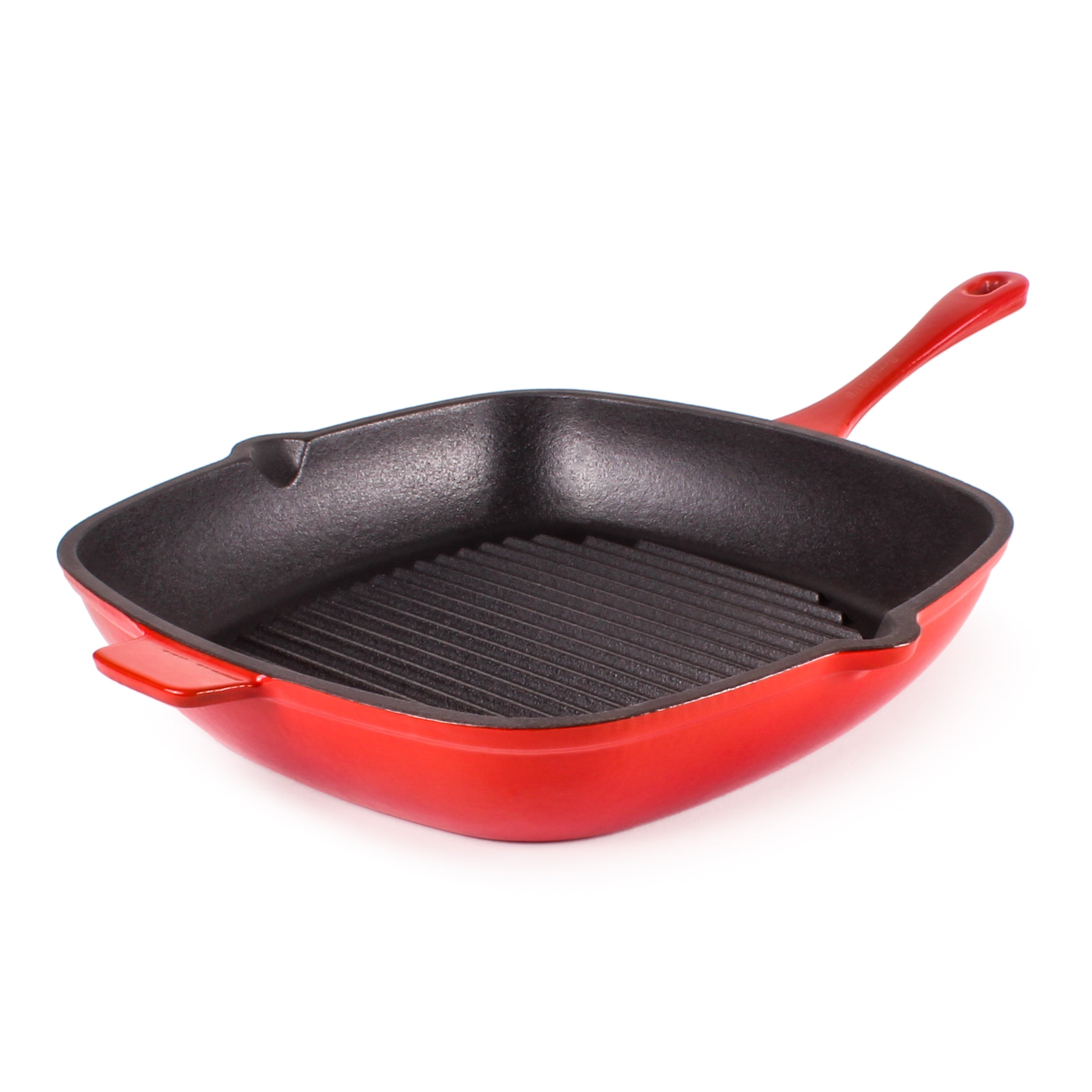 BergHOFF Neo 4-Piece Cast Iron Cookware Set - Red Fry Pan, Grill Pan & Dutch Oven for Stovetop, Oven & Outdoor Cooking | Durable Non-Stick Kitchen Essentials for Searing, Baking & Camping