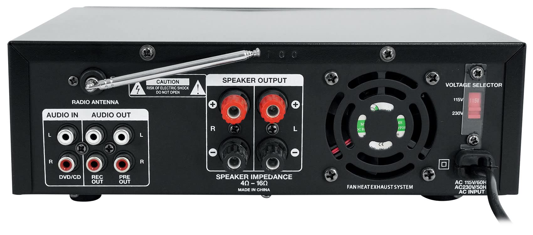 Rockville BLUAMP 100W Bluetooth Home Stereo Amplifier with USB/RCA Outputs & Wireless Microphone System - Perfect for Karaoke, Home Theater, and Party Entertainment