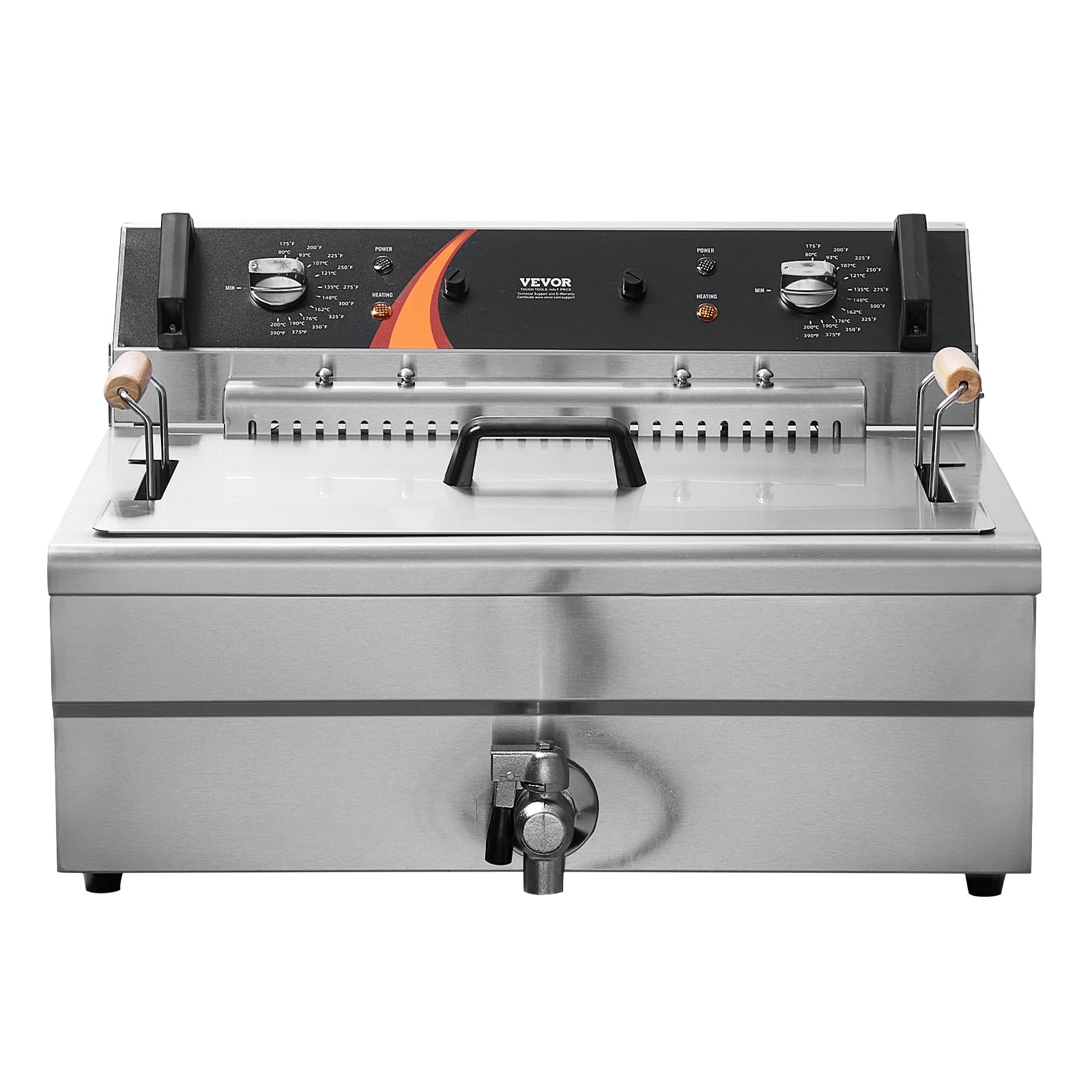 VEVOR 3000W Commercial Deep Fryer with Basket - 30.6Qt/29L Large Capacity Electric Turkey Fryer, Stainless Steel Countertop Oil Fryer with Temperature Control - Perfect for Restaurants, Catering & Home Kitchen Use