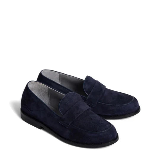 Bonpoint Navy Suede Loafers for Women - Classic Comfortable Slip-On Shoes for Casual & Office Wear