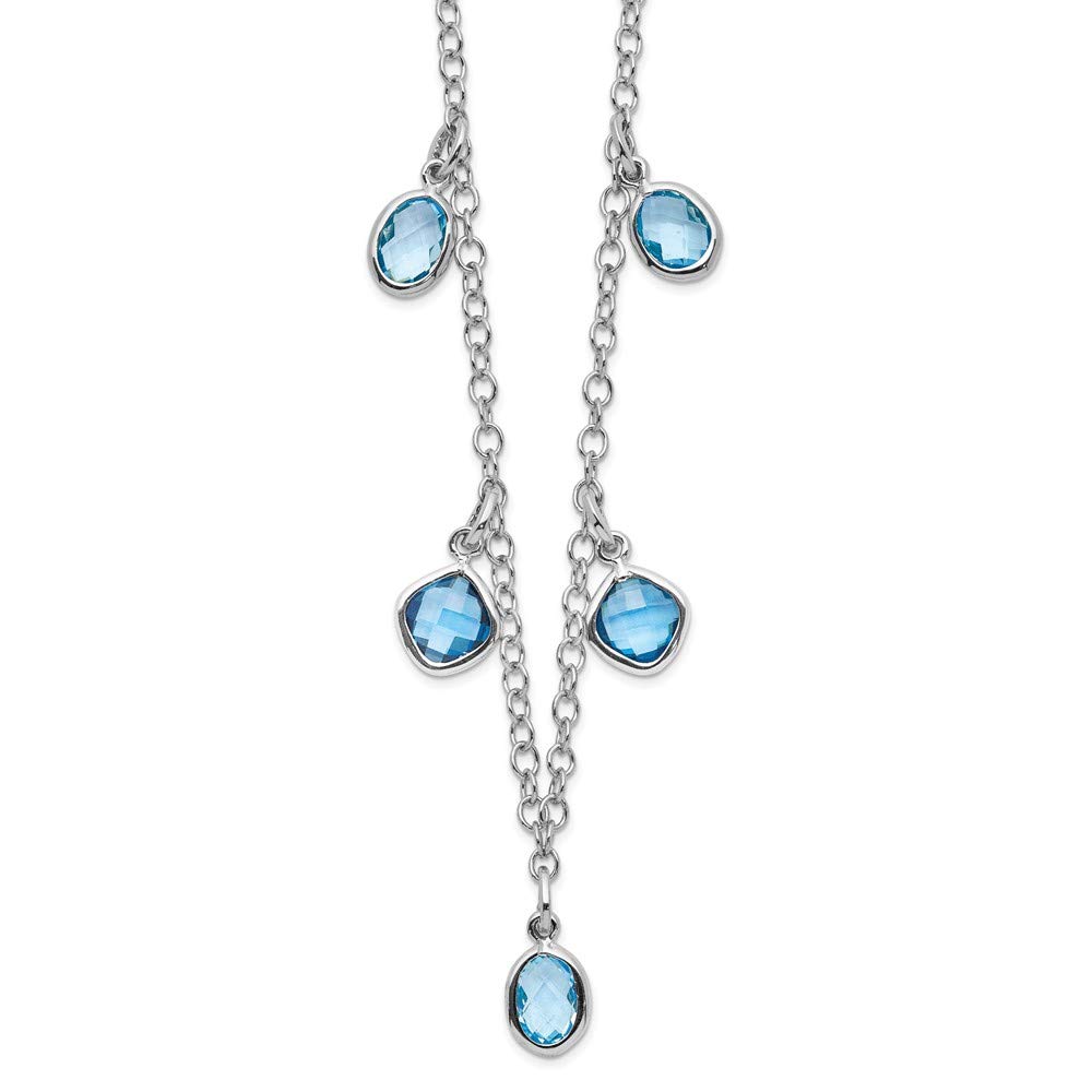925 Sterling Silver London & Sky Blue Topaz 2-Inch Extension Necklace Chain with Lobster Clasp - 6mm Width | Elegant Jewelry for Women, Perfect for Gifts, Parties & Everyday Wear