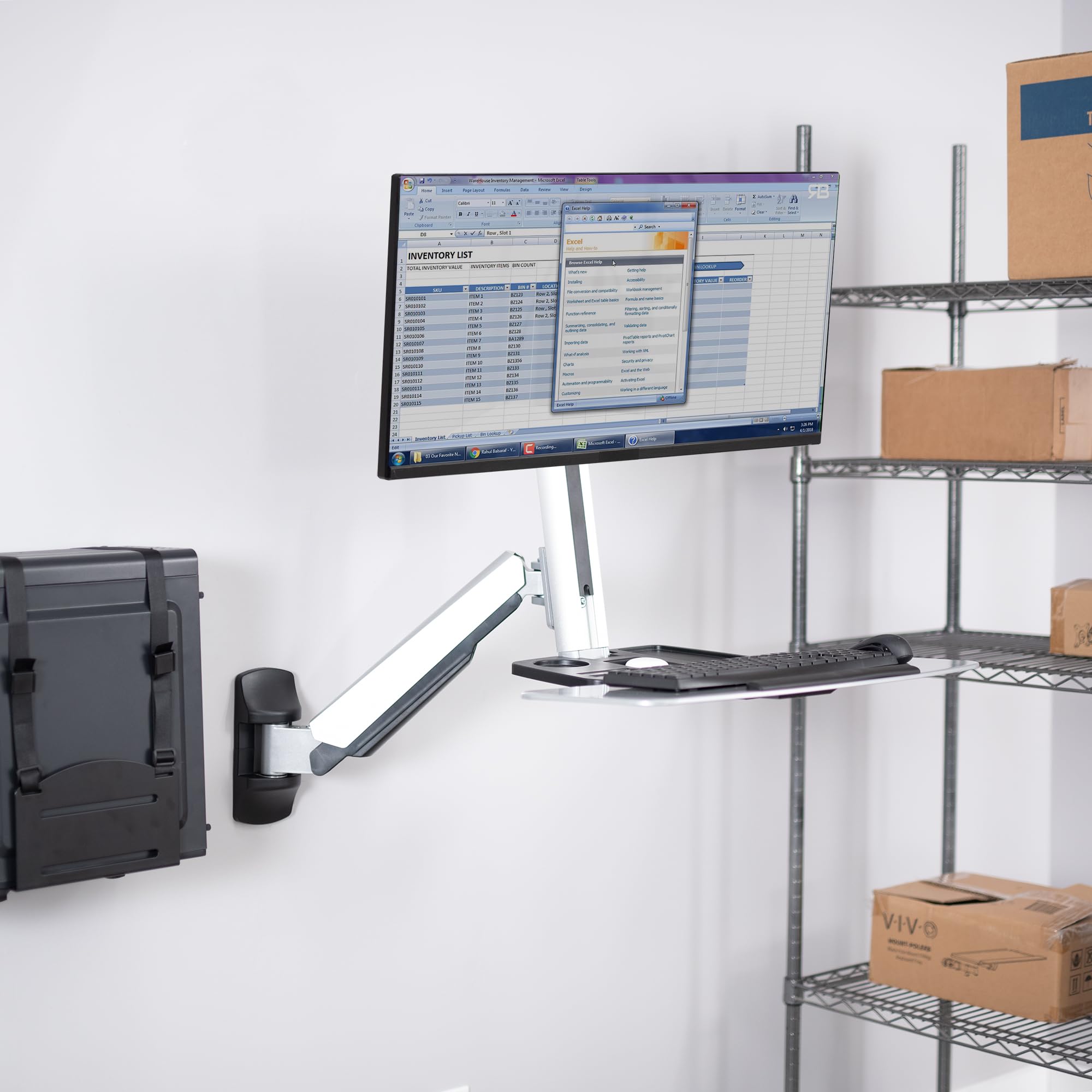 VIVO Single Monitor and Keyboard Wall Mount Stand - Adjustable Height Ergonomic Sit to Stand Workstation for Home & Office (STAND-SIT1W) - Perfect for Workspace Optimization and Healthy Posture