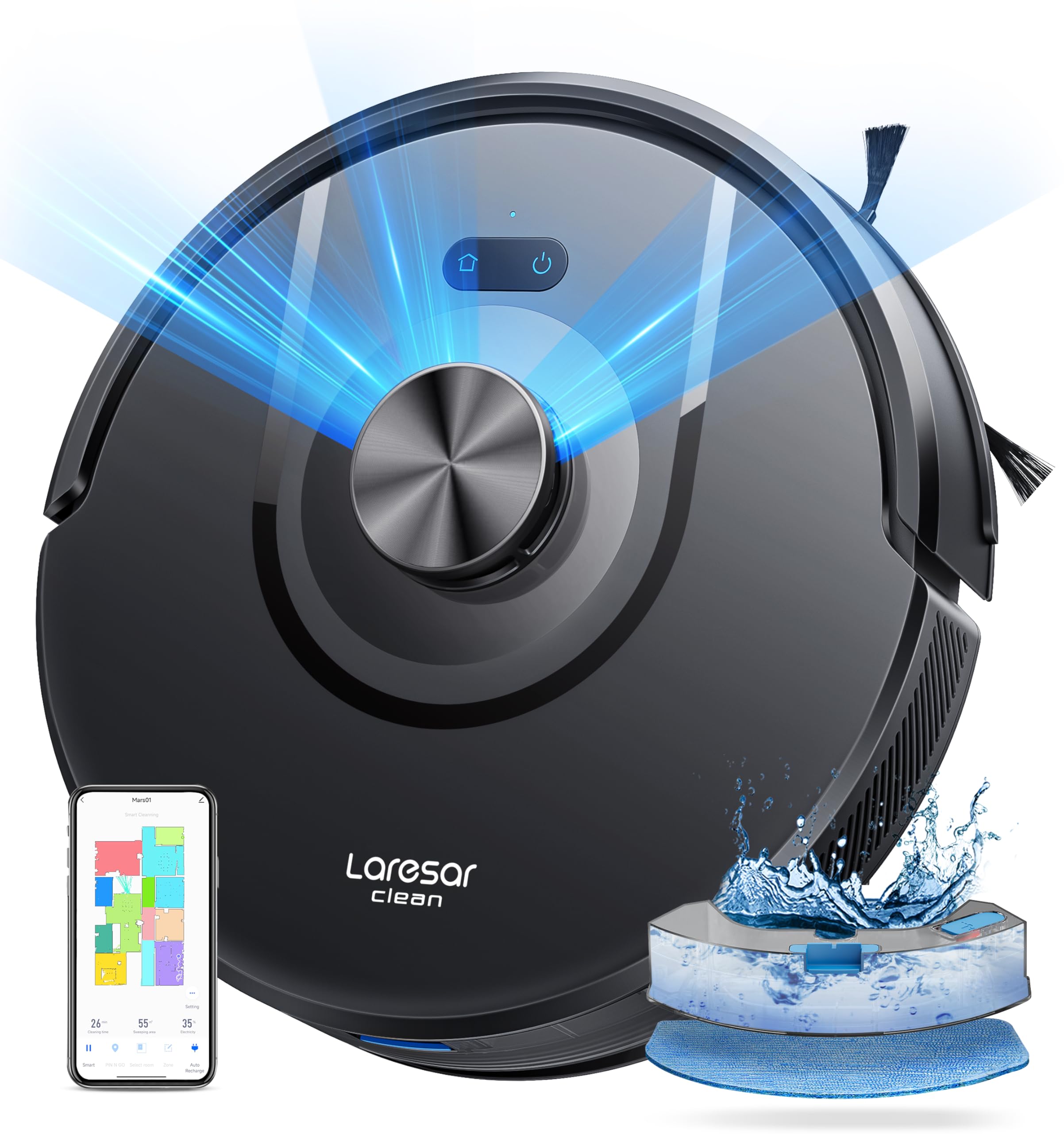 Smart Robot Vacuum and Mop Combo 5000Pa with LiDAR Navigation - 3-in-1 Self-Charging Robotic Cleaner with Auto Carpet Boost, App & Voice Control - Perfect for Pet Hair, Hardwood Floors & Large Homes (5 Maps Storage) - Ideal for Daily Cleaning, Pet Owners & Busy Families