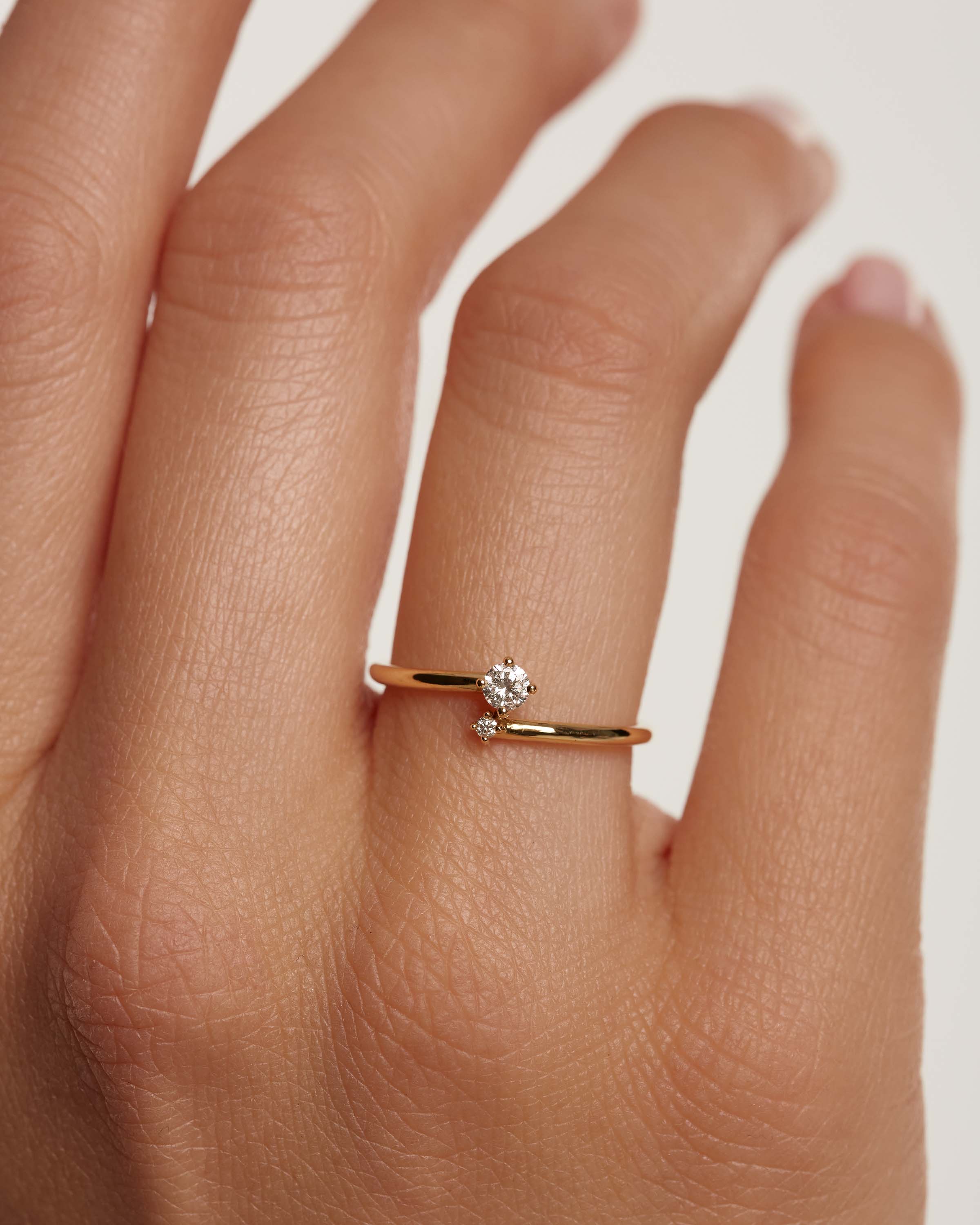 Exquisite Diamond and Gold Duo Ring for Women - Elegant Wedding, Engagement & Anniversary Jewelry Gift - Perfect for Special Occasions & Everyday Luxury