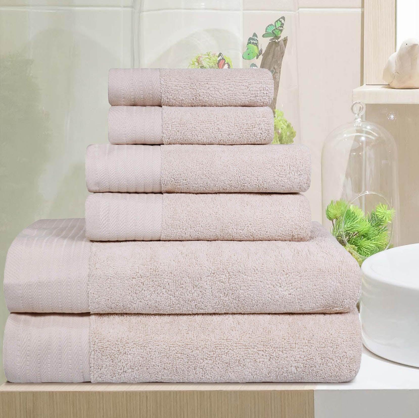 Premium 6-Piece Turkish Cotton Herringbone Bath Towel Set - Ultra Soft & Absorbent - Luxury Bath, Spa & Guest Towels for Home & Hotel Use